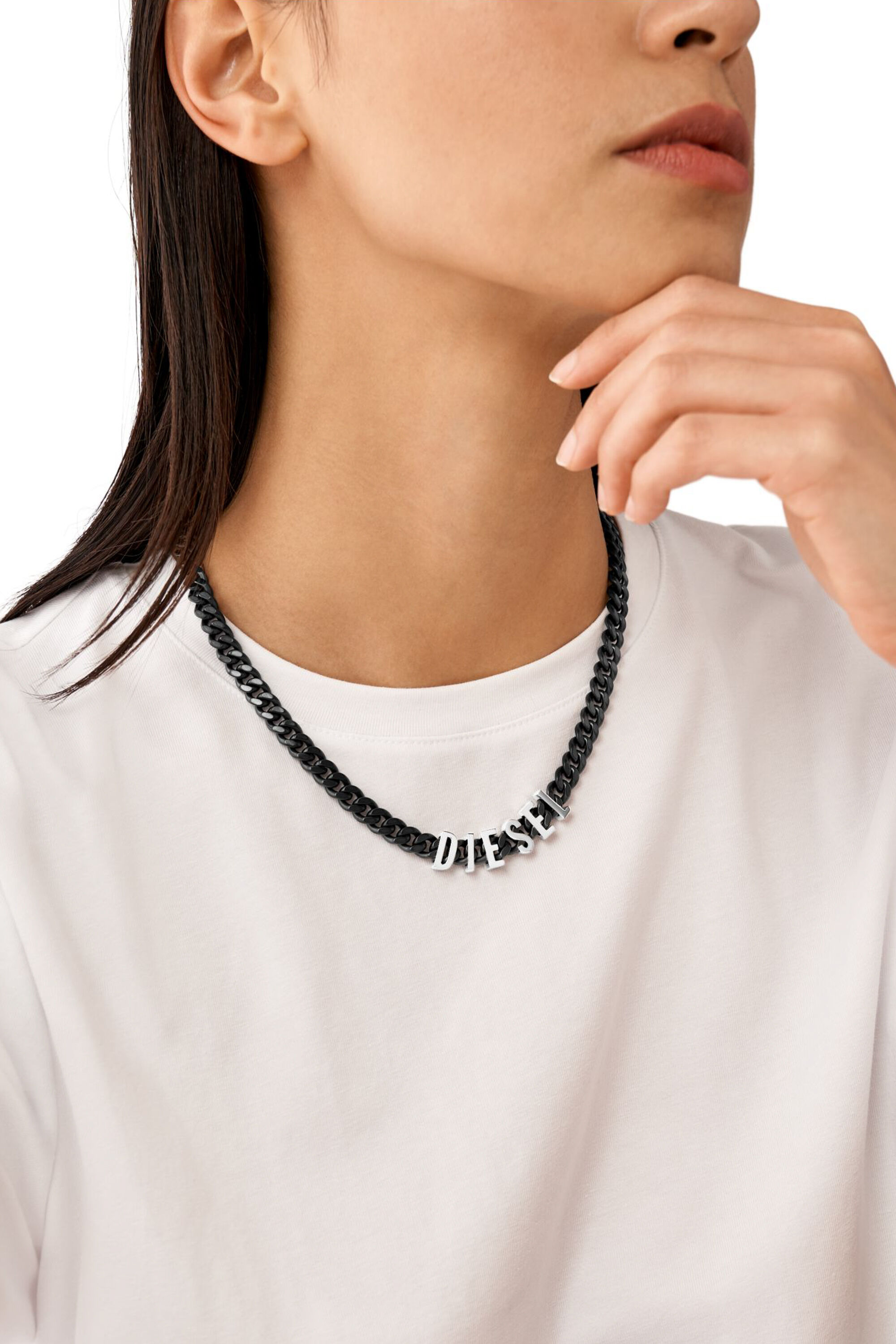 Diesel - DX1487, Unisex's Two-Tone stainless steel chain necklace in ブラック - 4