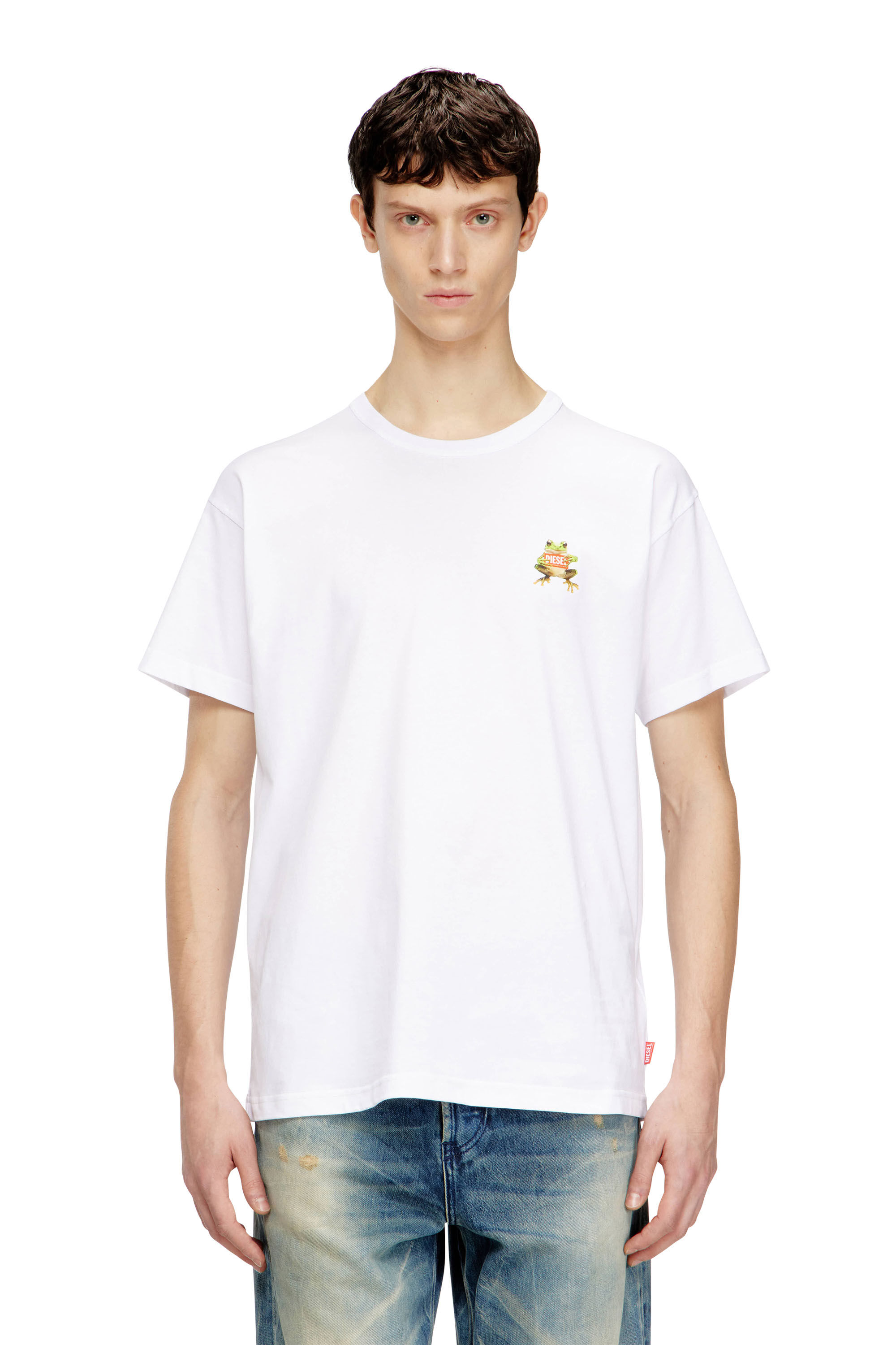Diesel - T-NORM-FROG, Male's T-shirt with frog and logo print in ホワイト - 3