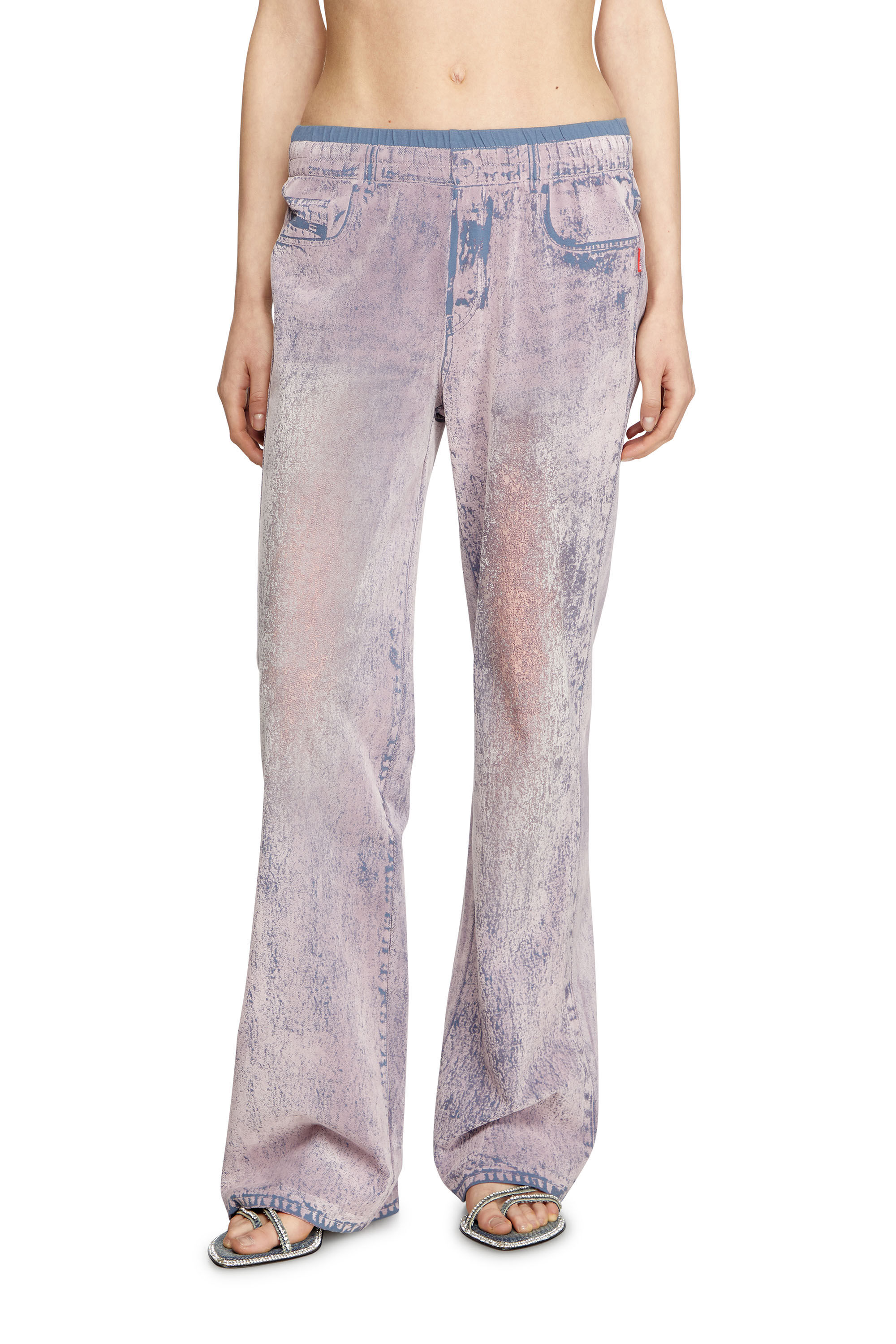 Diesel - P-NERV, Female's Wide leg sweat pants with bleach treatment in ライラック - 3