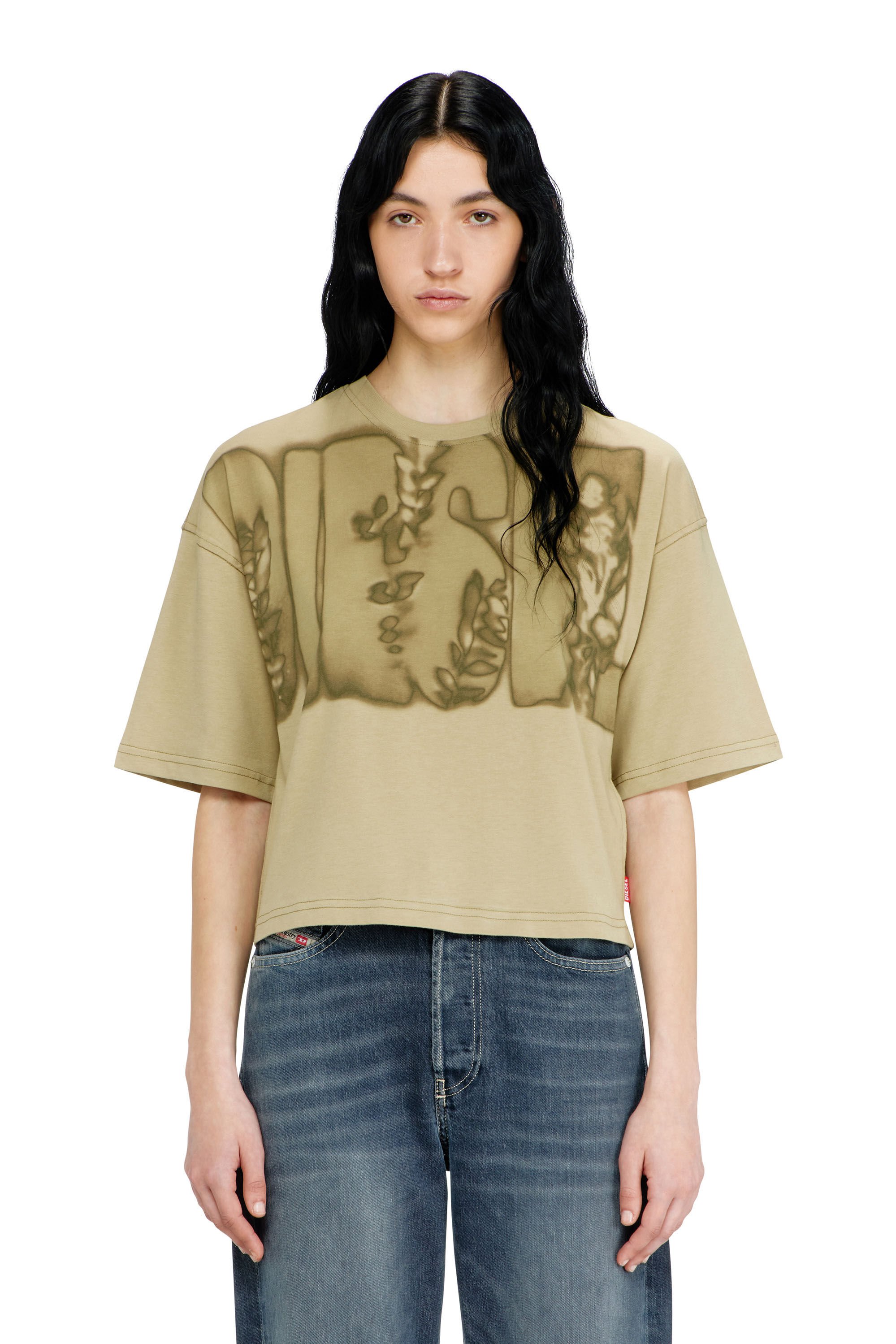 Diesel - T-CROPYN-AA1, Female's Tシャツ in グリーン - 3
