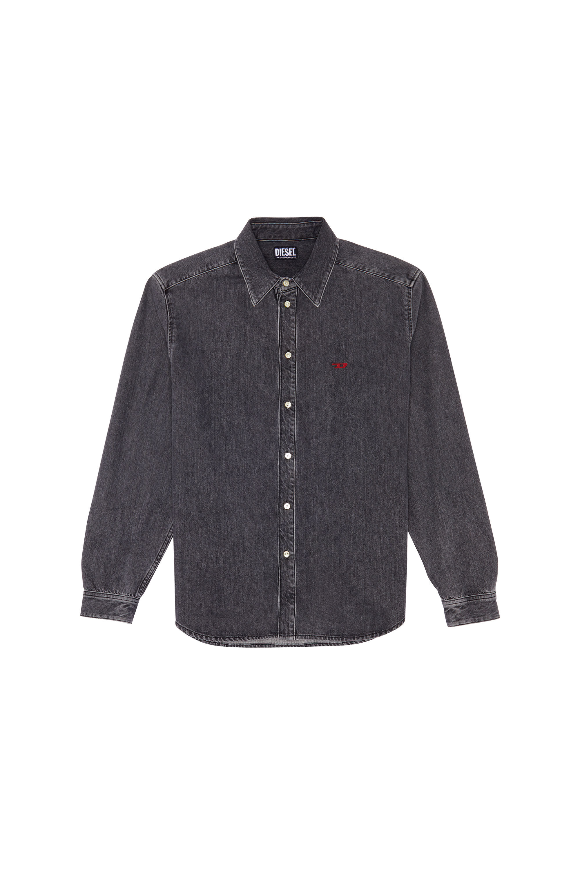 Diesel - D-SIMPLY BASIC SHIRT, Male's Shirt in denim in ブラック/ダークグレー - 2