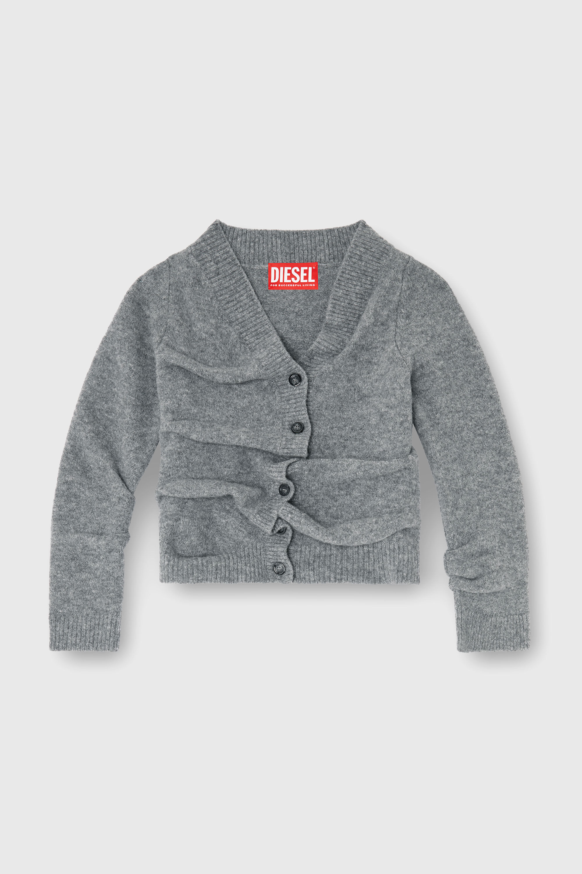 M-AVA Cropped cardigan in wrinkled boiled knit｜グレー｜ウィメンズ