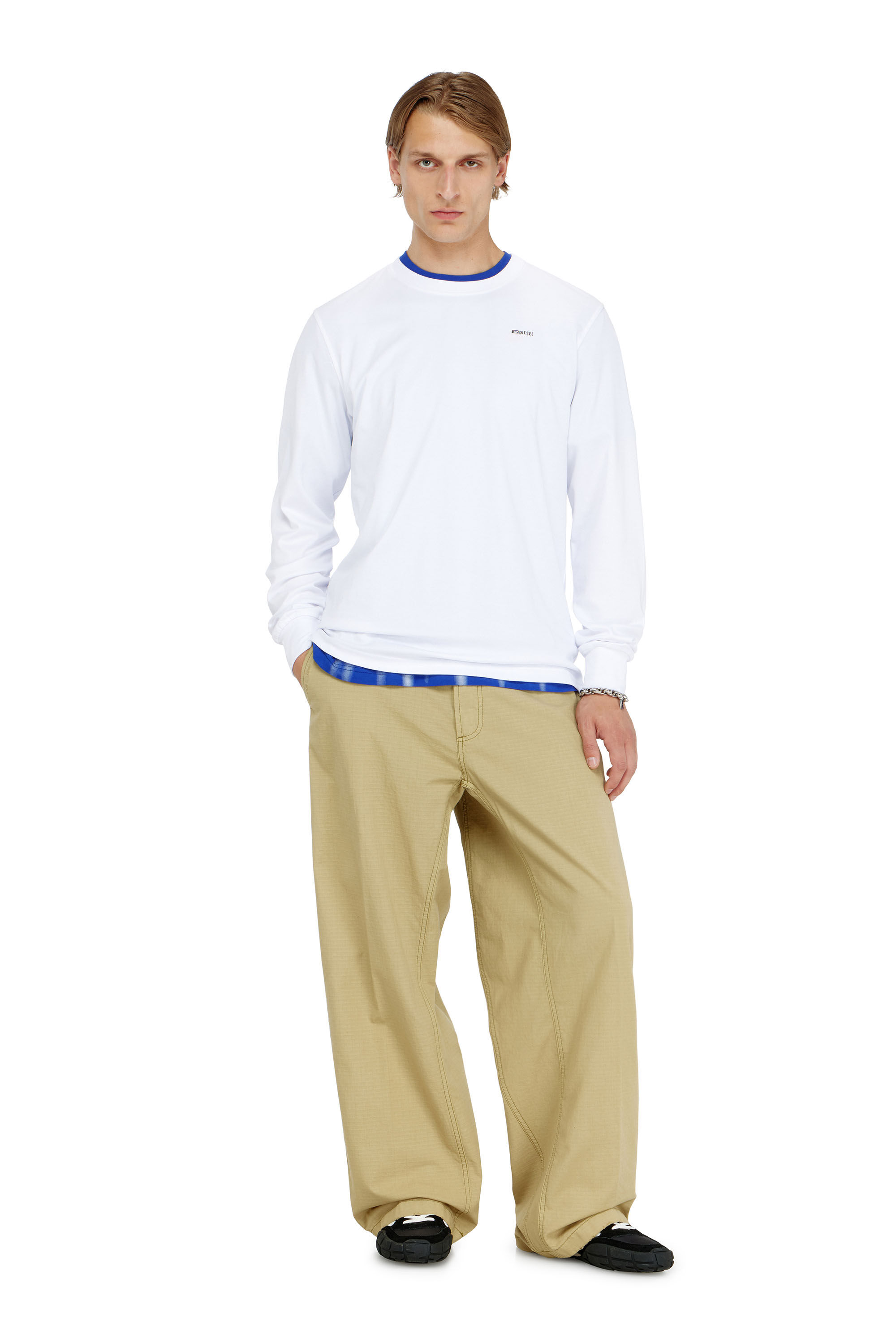 Diesel - T-ADJUST-LS-MET, Male's 長袖Tシャツ in ホワイト - 1