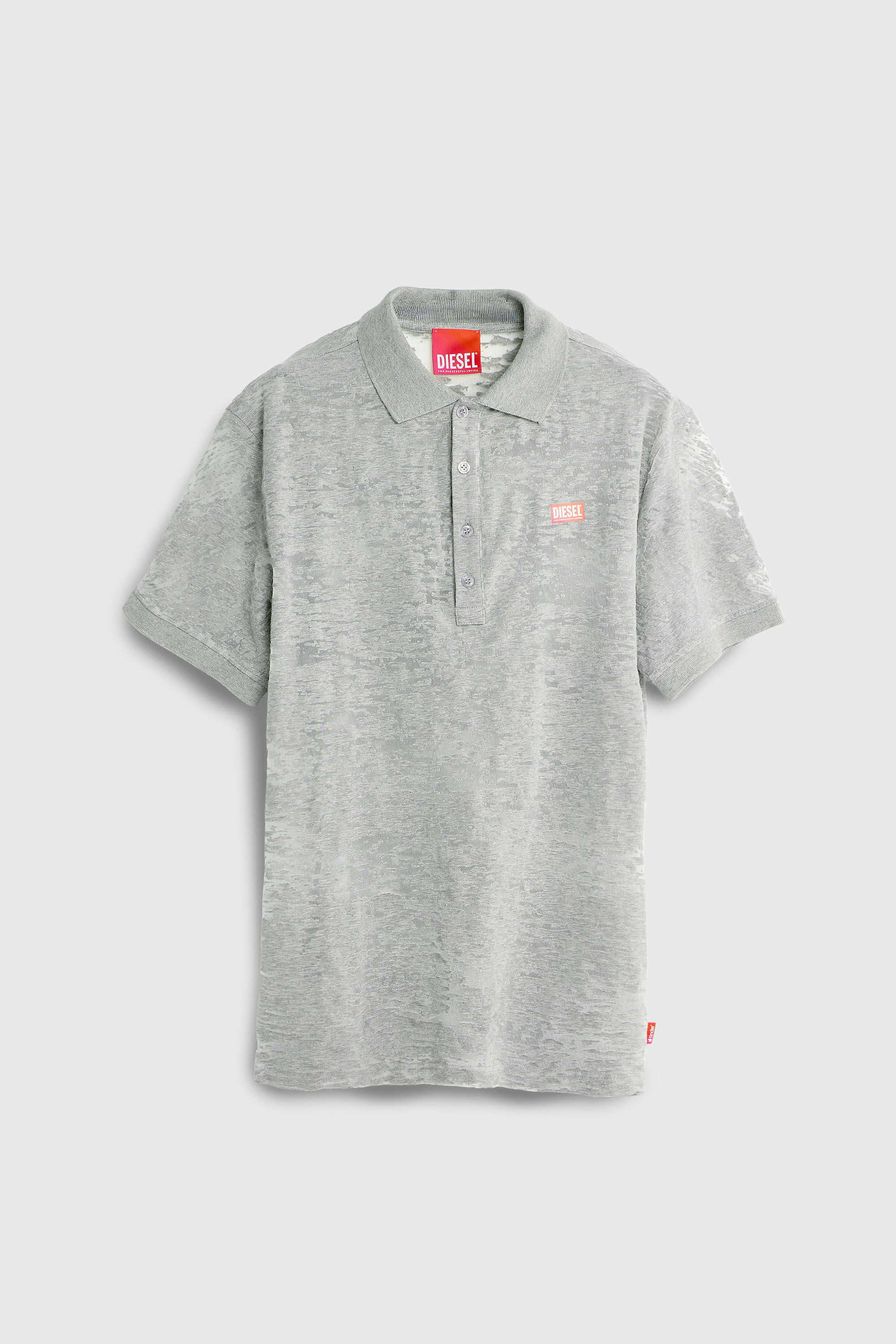 Diesel - PR-T-REJUST, Male's Polo shirt in all-over devor&eacute; jersey in ライトグレー - 2