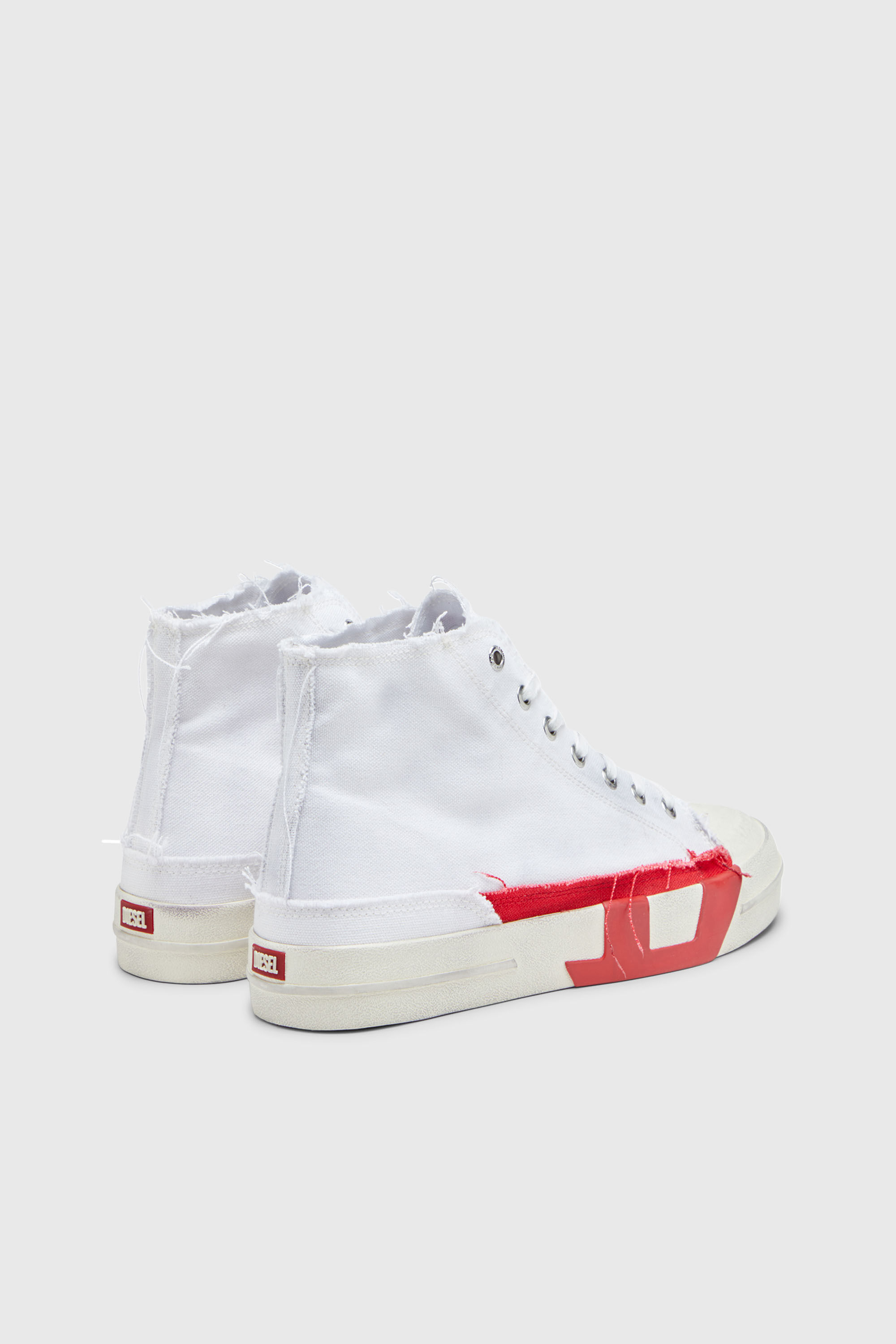 Diesel - S-D-VERSE MID, Male's ミッドカットスニーカー in ホワイト/レッド/ブルー - 3
