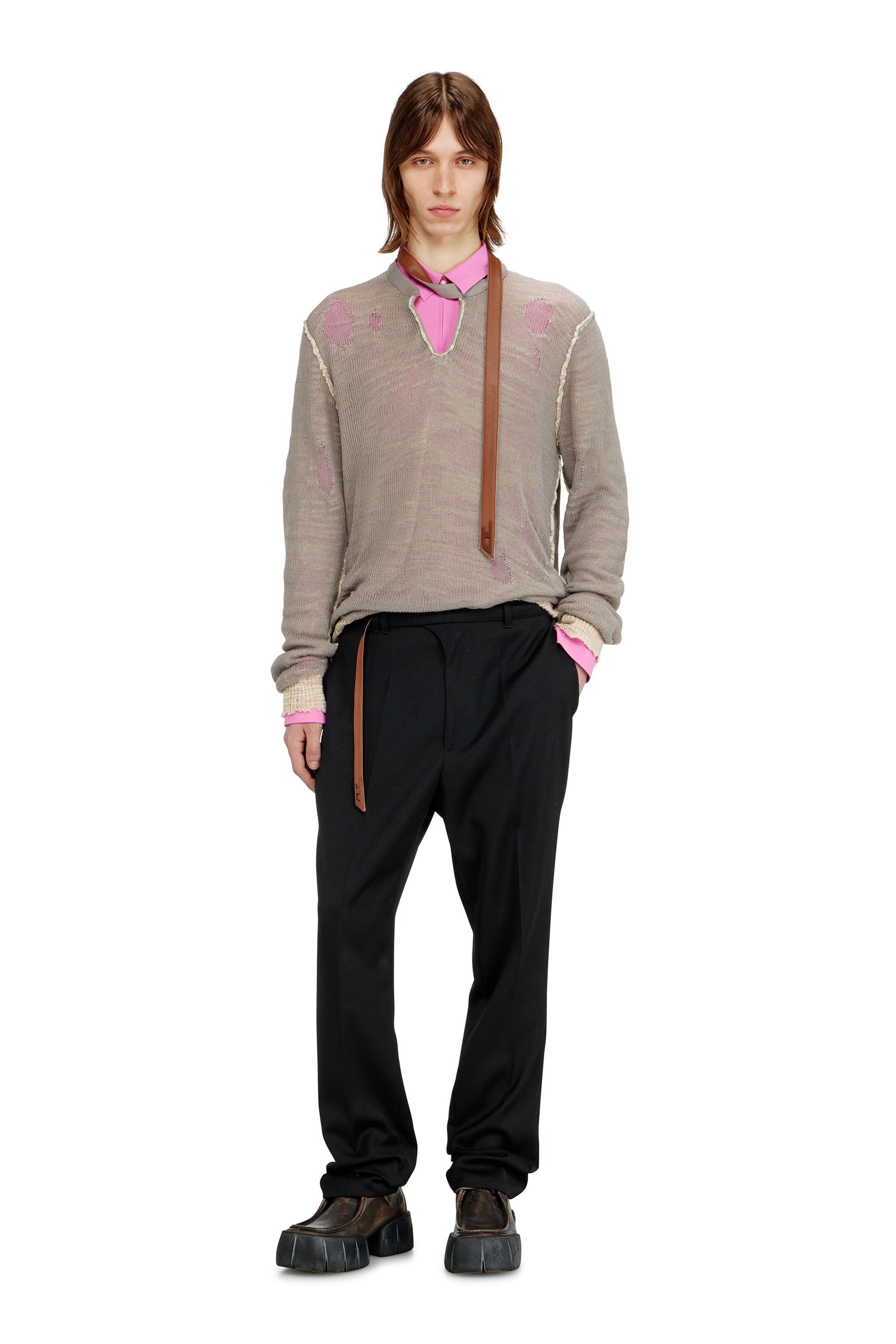 Diesel - P-NEDAR-A, Male's Tailored pants with biker belt strap in ブラック - 1