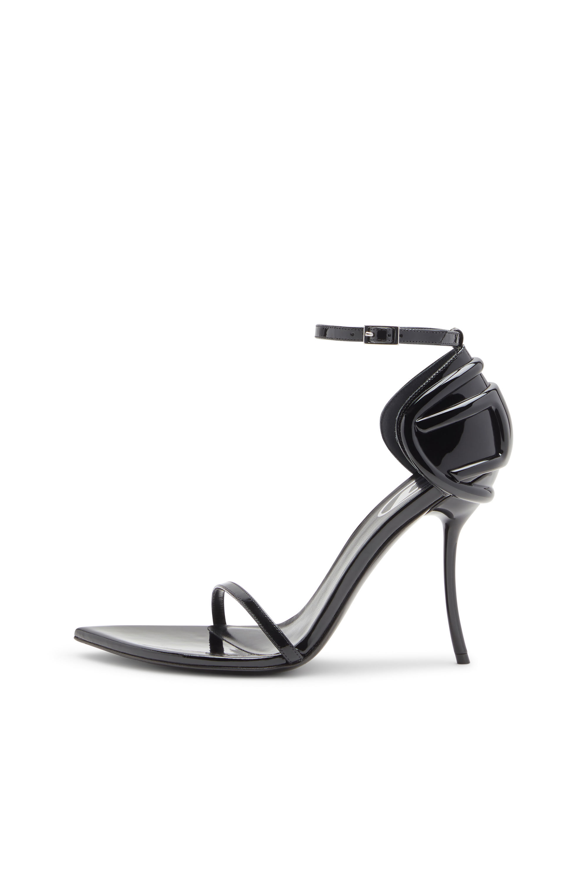 Diesel - D-TEN&HALF SANDAL, Female's D-Ten&Half-Stiletto sandals in patent leather and satin in ブラック - 7