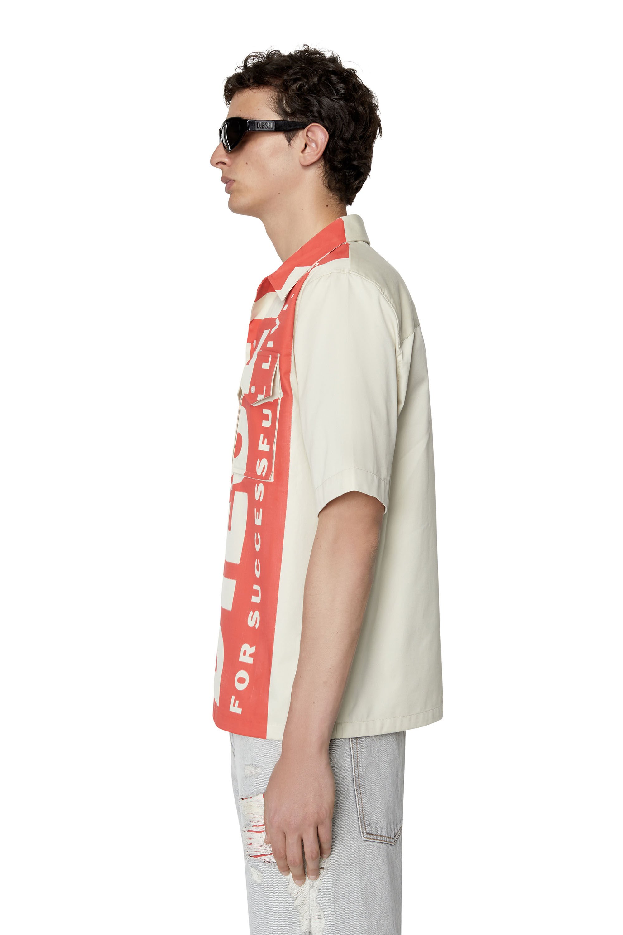 Diesel - S-MAC-22, Male's ボーリングシャツ in ホワイト/レッド/ブルー - 6