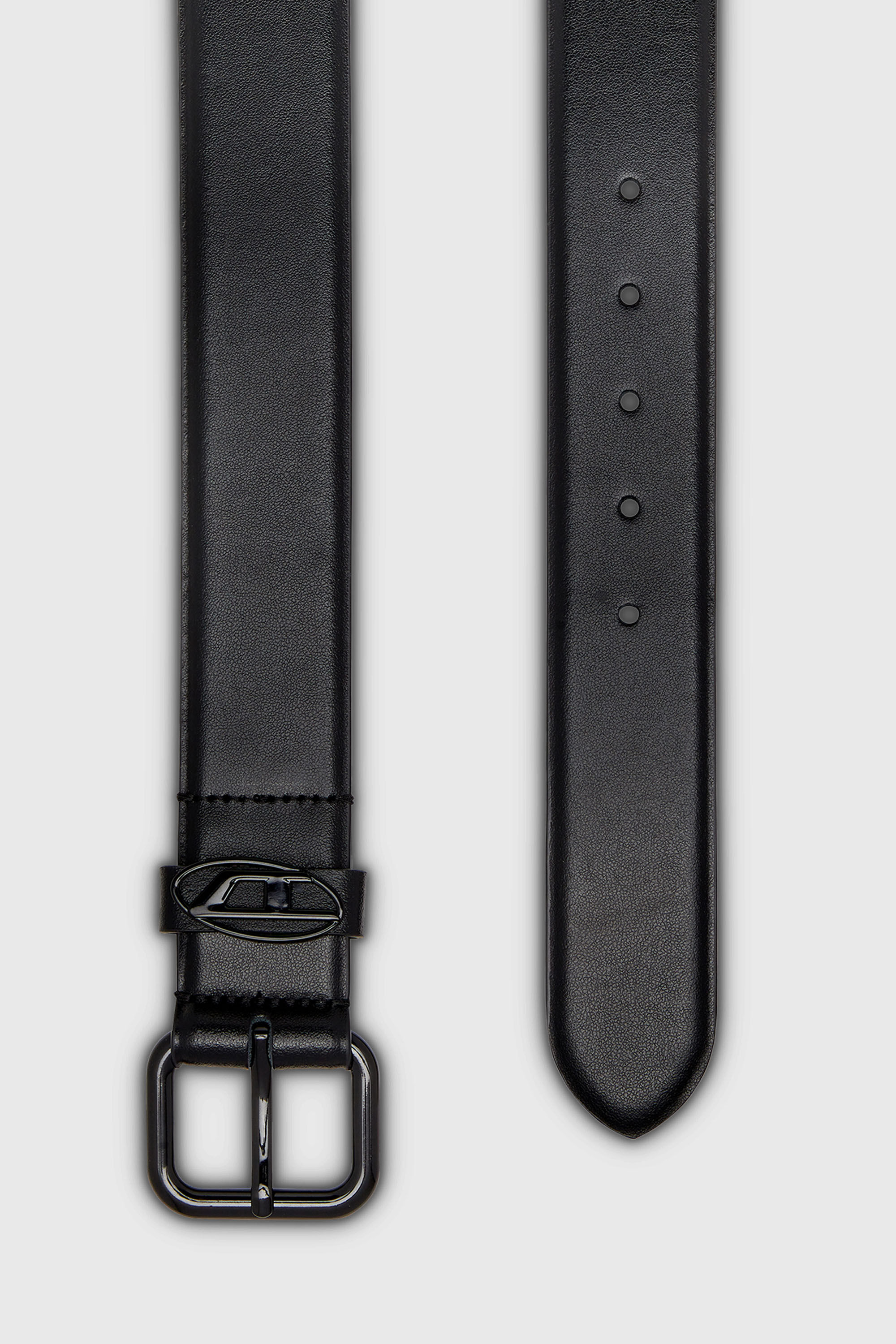 Diesel - B-1DR OVAL D LOOP, Unisex's 3.9cm logo-plaque embellished leather belt in ブラック - 2