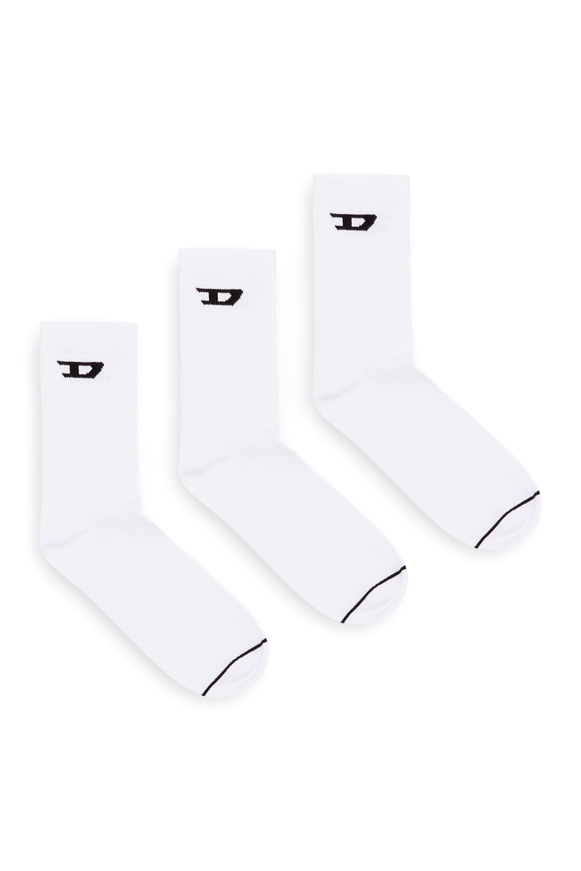 DIESEL | SKM-D-TENNIS-CREW-17,5 3PACK SOCKS (E4157) 靴下 SKM-D-TENNIS-CREW-17,5 Three-pack ribbed socks with D logo
