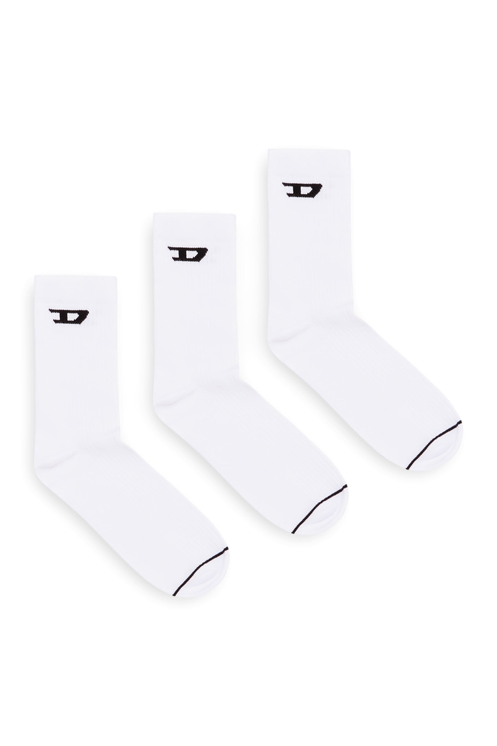 Diesel - SKM-D-TENNIS-CREW-17,5, Male's Three-pack ribbed socks with D logo in ホワイト - 1