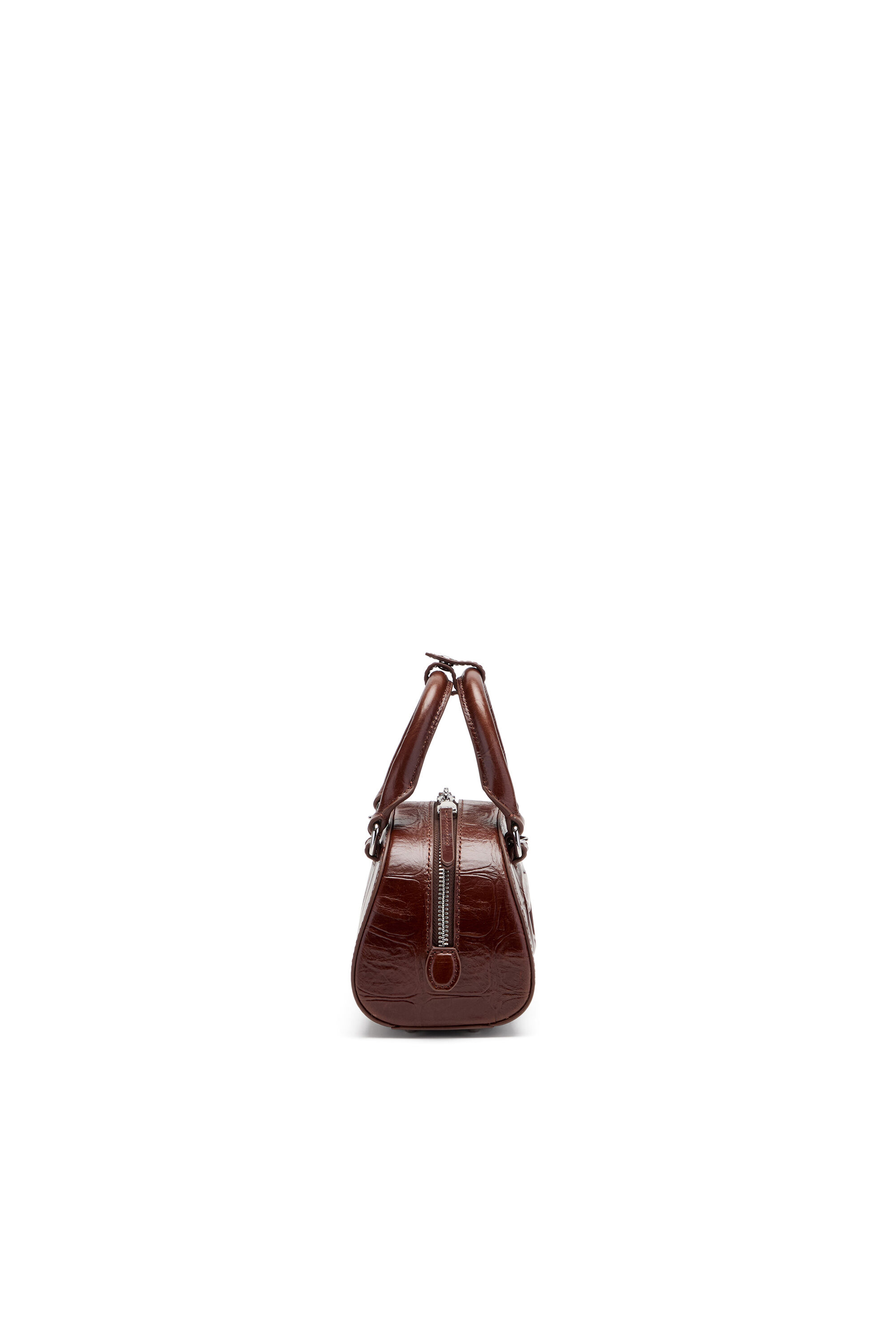 Diesel - 1DR DOME CROSSBODY, Female's 1DR Dome-Mini bowling bag in croc-effect leather in ブラウン - 4