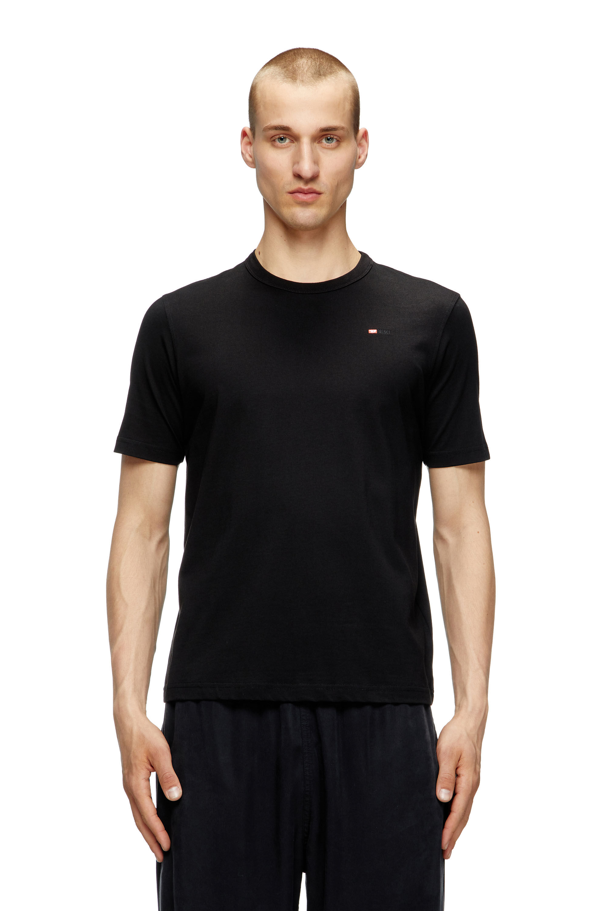 Diesel - T-ADJUST-MICRODIV, Unisex's T-shirt with micro-embroidered logo in ブラック - 3