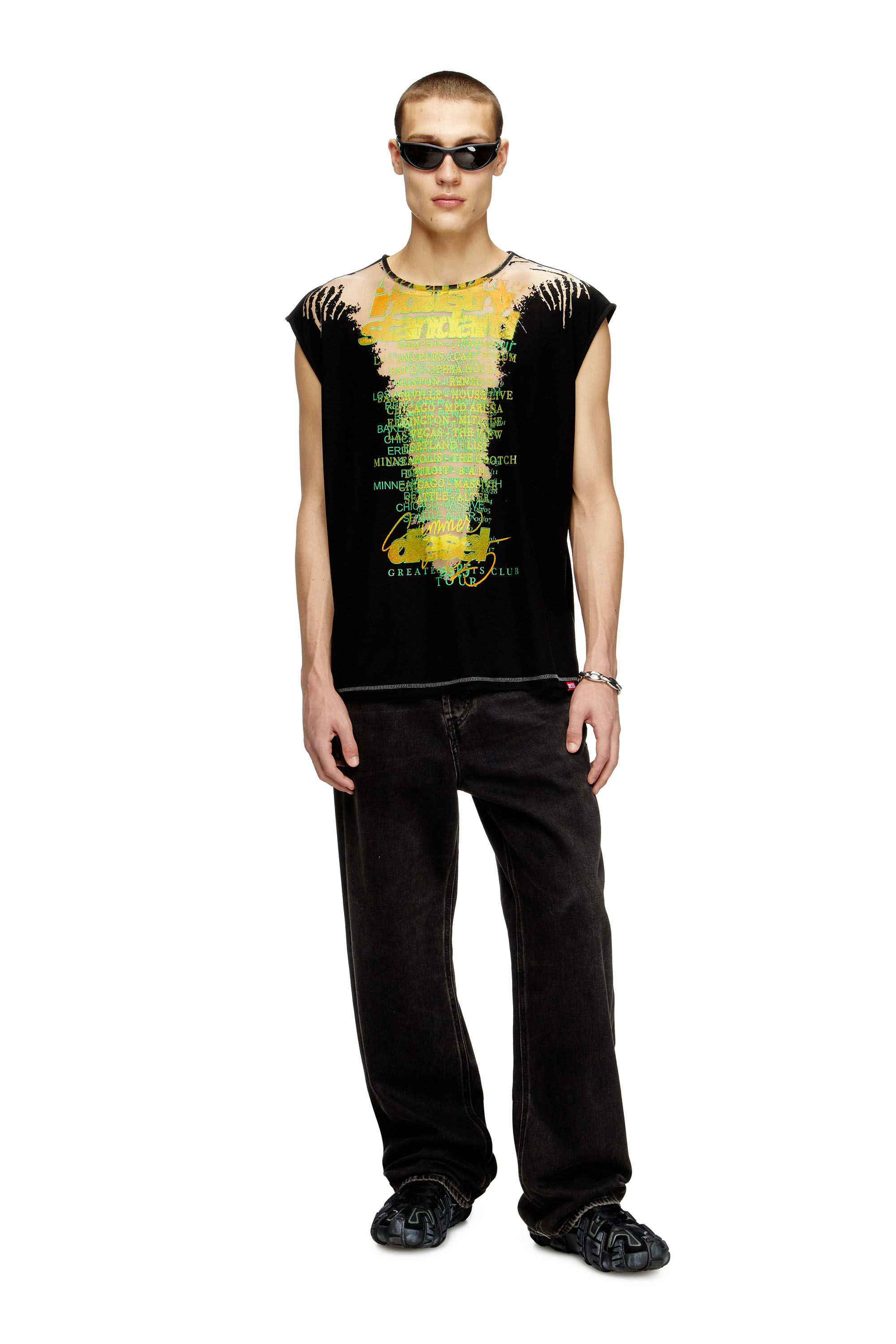 Diesel - T-ISAK-A, Unisex's Sleeveless T-shirt with lyrics print in ブラック - 1