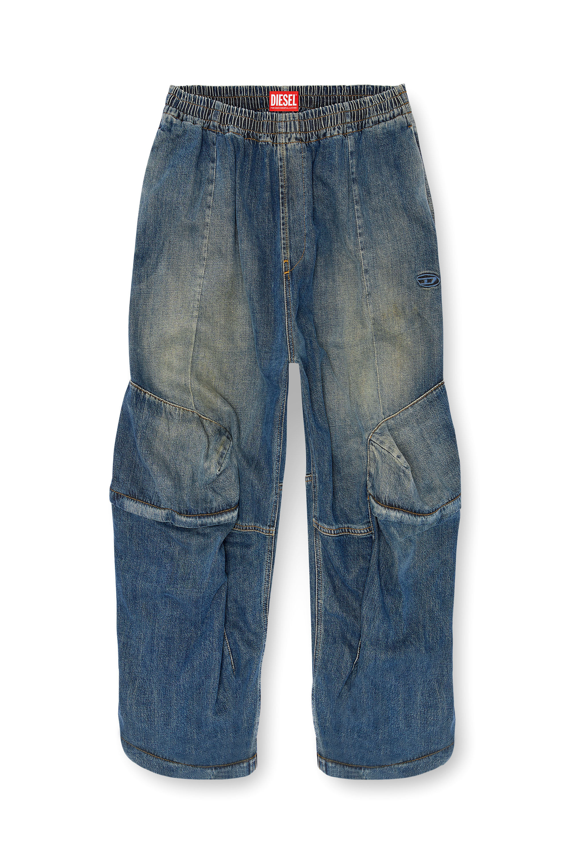 Diesel - D-PARA-SHORT-FSF, Unisex's Long cargo shorts in light utility denim in ミディアムブルー - 2