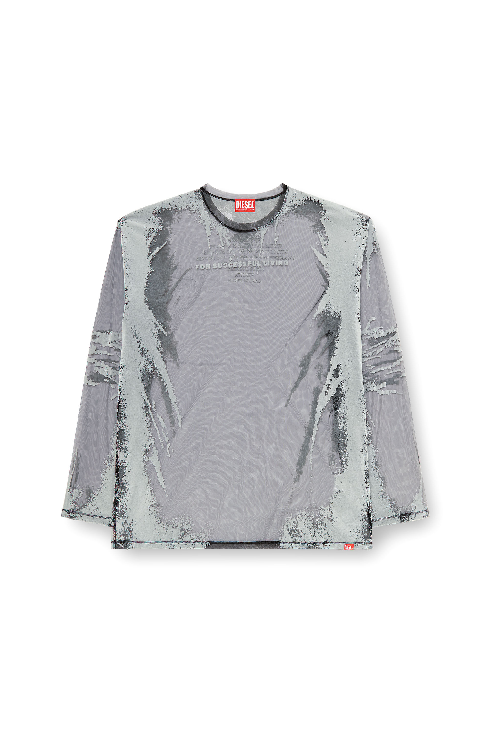 Diesel - T-HASSAN-LS-A, Unisex's Long-sleeve nylon T-shirt with lyrics print in ブラック - 2
