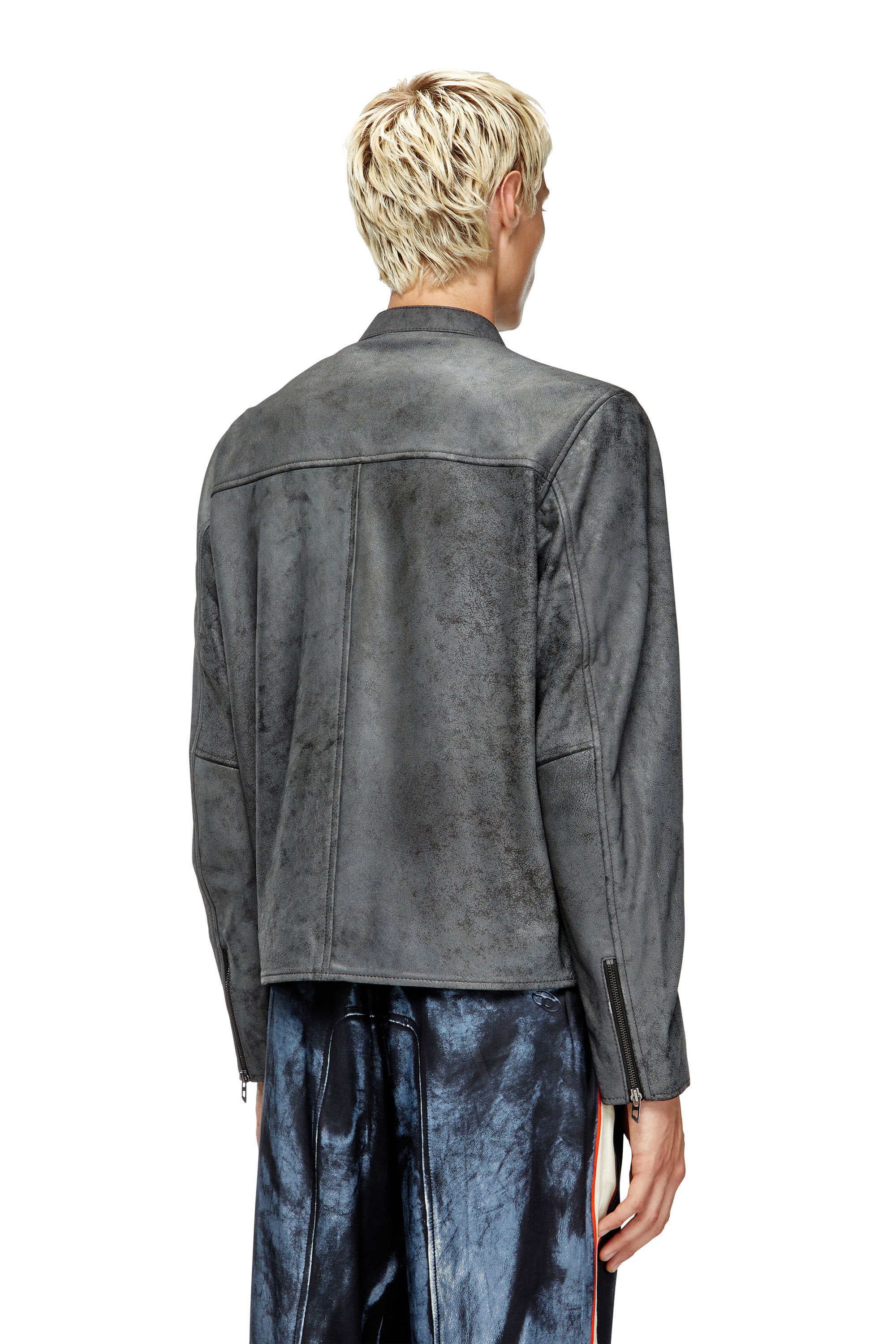 Diesel - L-EVERT-A, Male's レザージャケット in グレー - 5