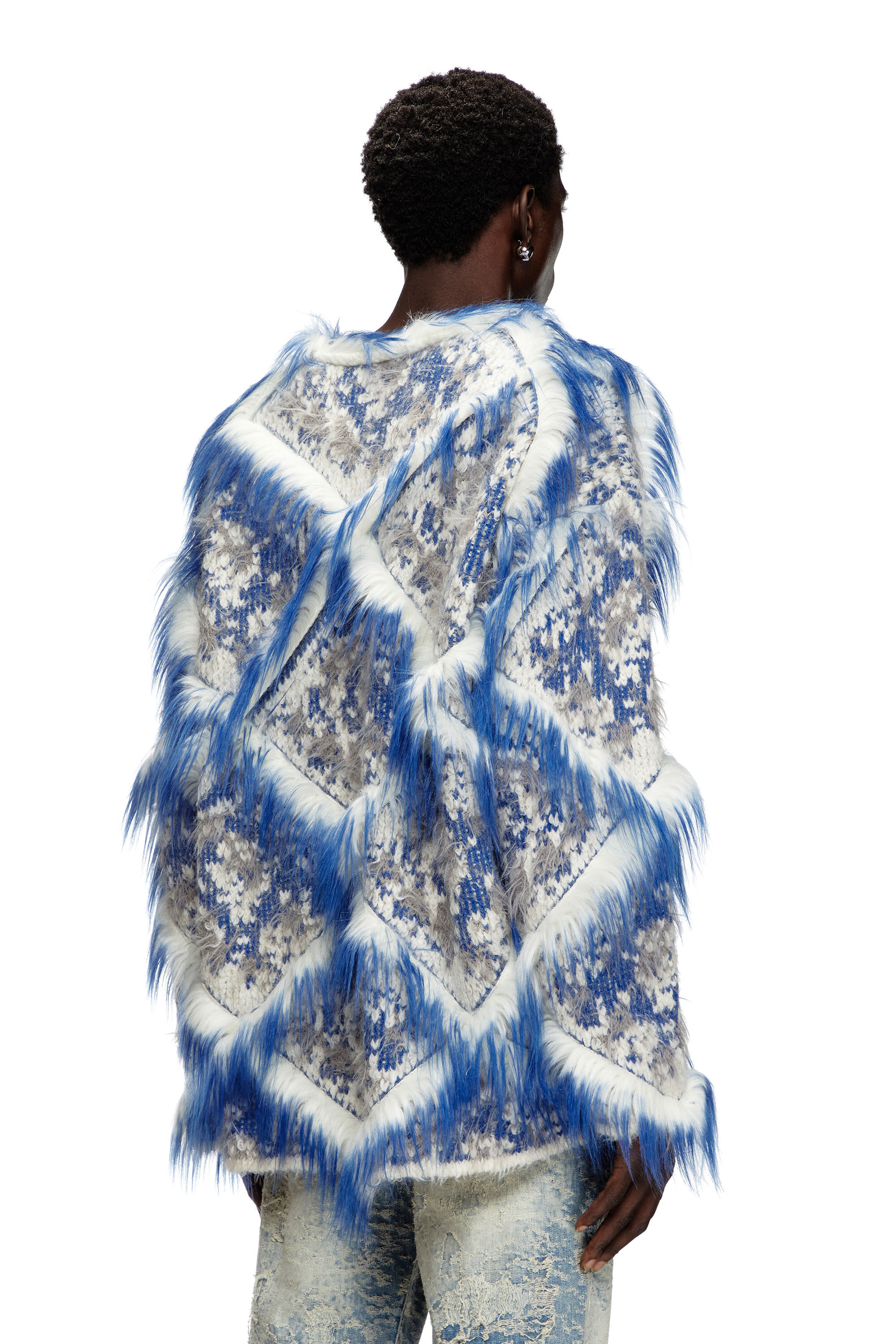 Diesel - K-OTELLO, Male's Argyle jumper with fuzzy trims in ブルー - 5