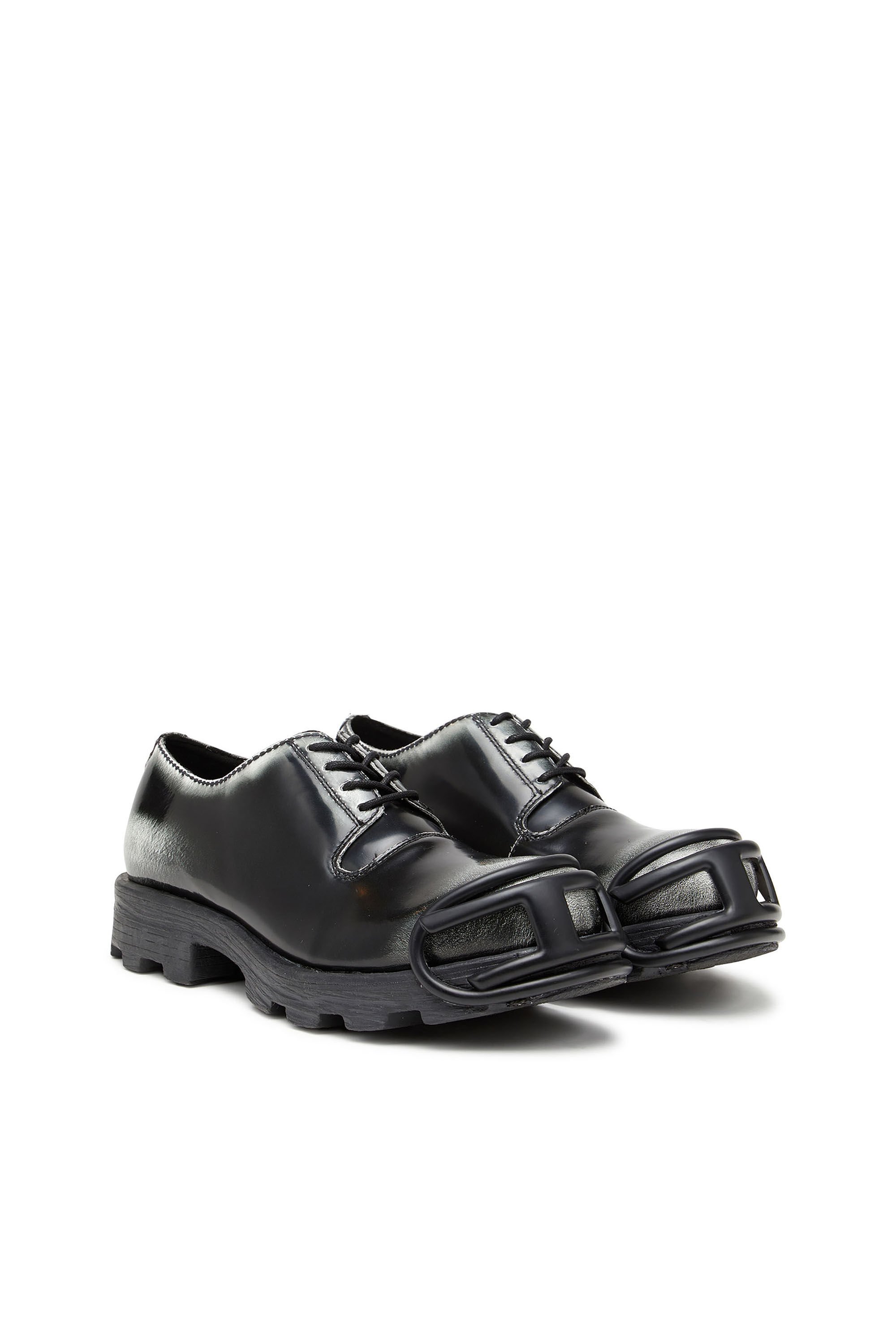 Diesel - D-HAMMER SO D, Male's D-Hammer-Derby shoes in shiny two-tone leather in ブラック/ホワイト - 2