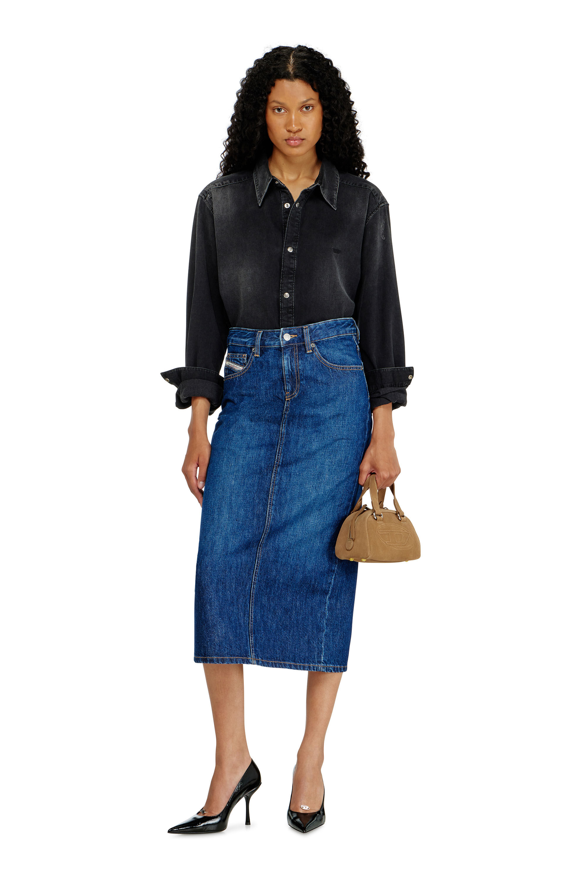 Diesel - DE-SKYE-D, Female's デニムスカート in ミディアムブルー - 1