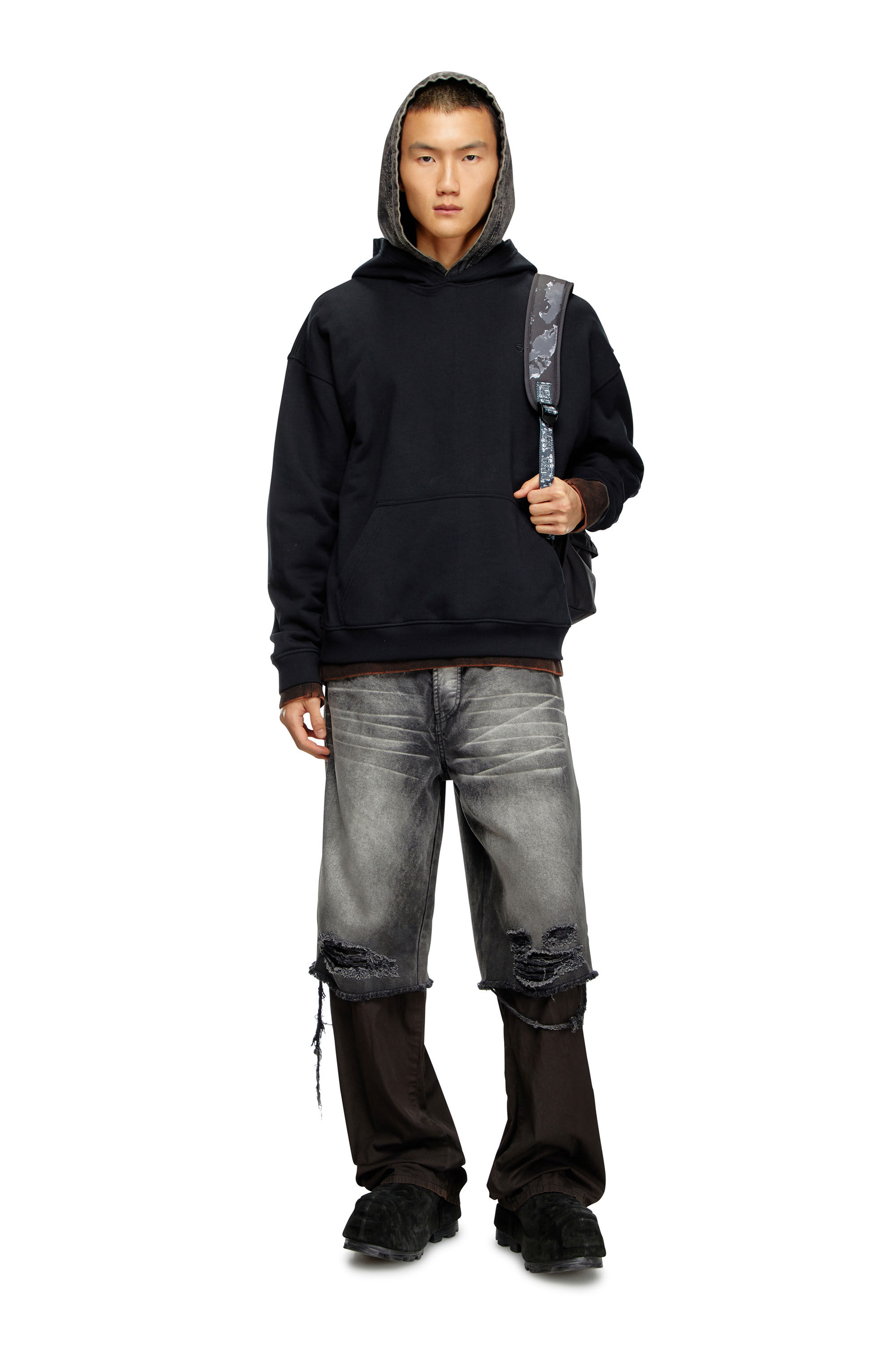 S-BOXT-HOOD-BLEACH Hoodie with bleached logo｜マルチカラー｜メンズ｜DIESEL