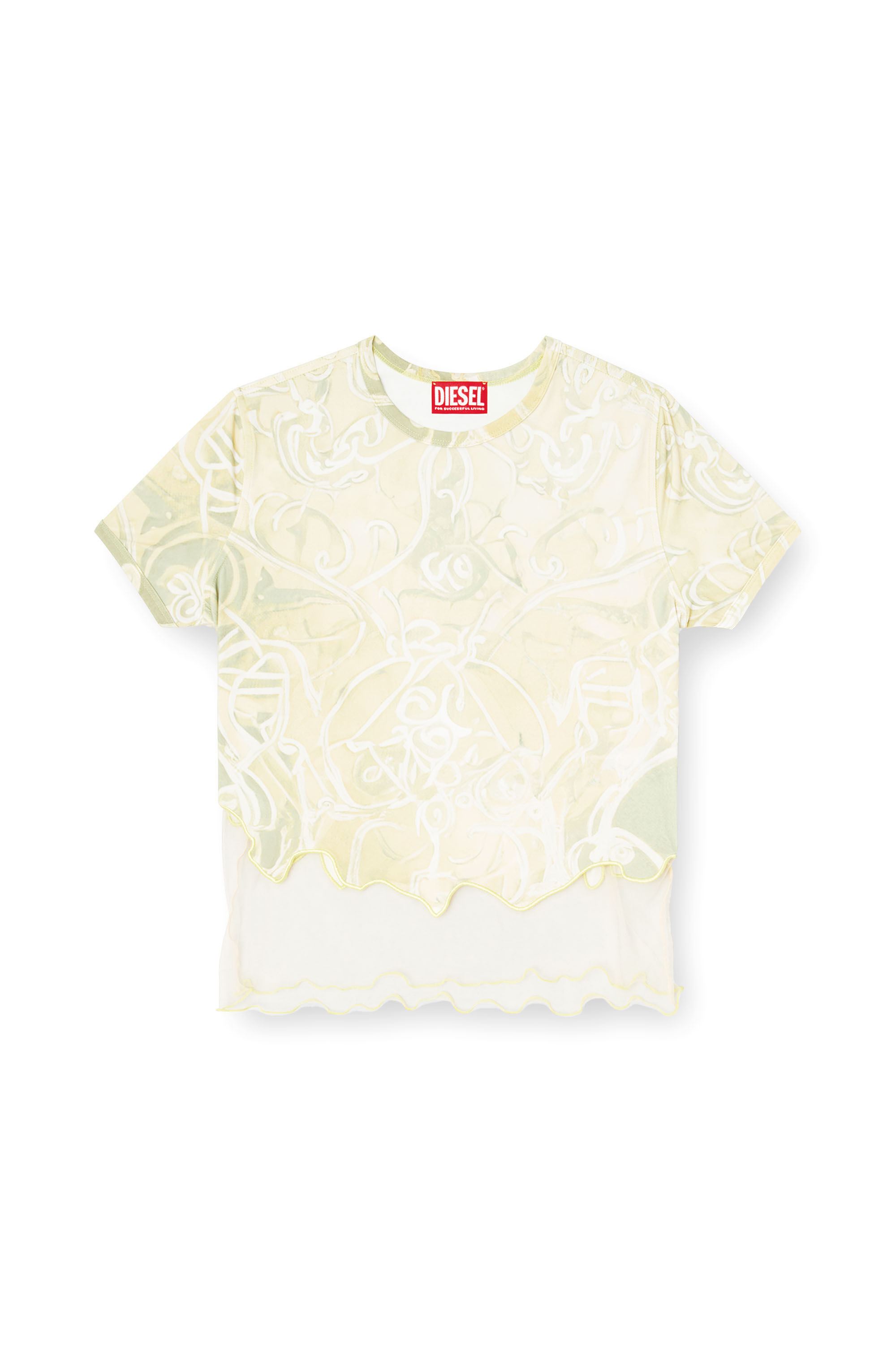 Diesel - T-INLAY, Female's Nylon T-shirt with Heraldic print in グリーン - 2