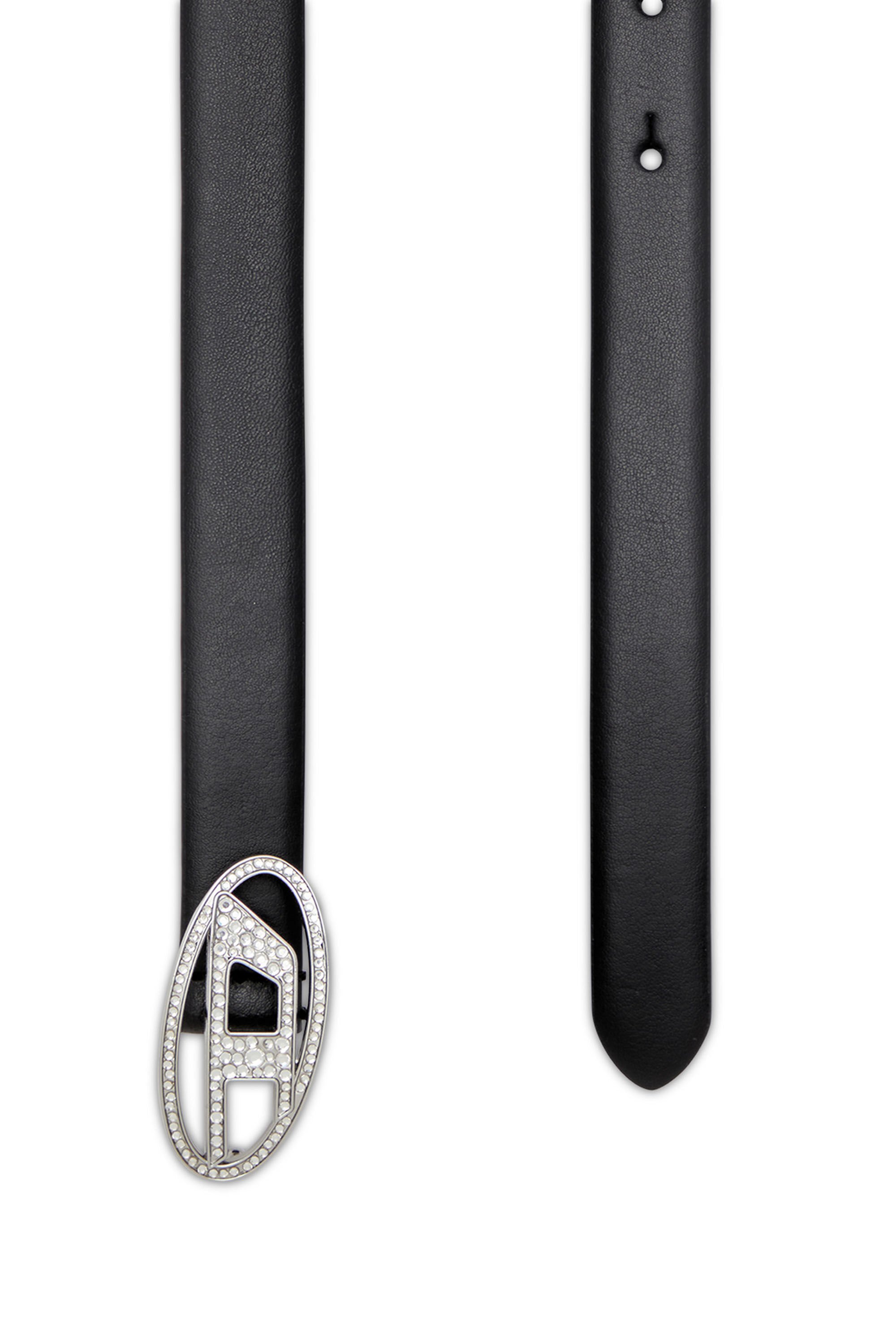 B-1DR STRASS 20 Slim leather belt with crystal buckle｜ブラック｜ウィメンズ｜DIESEL