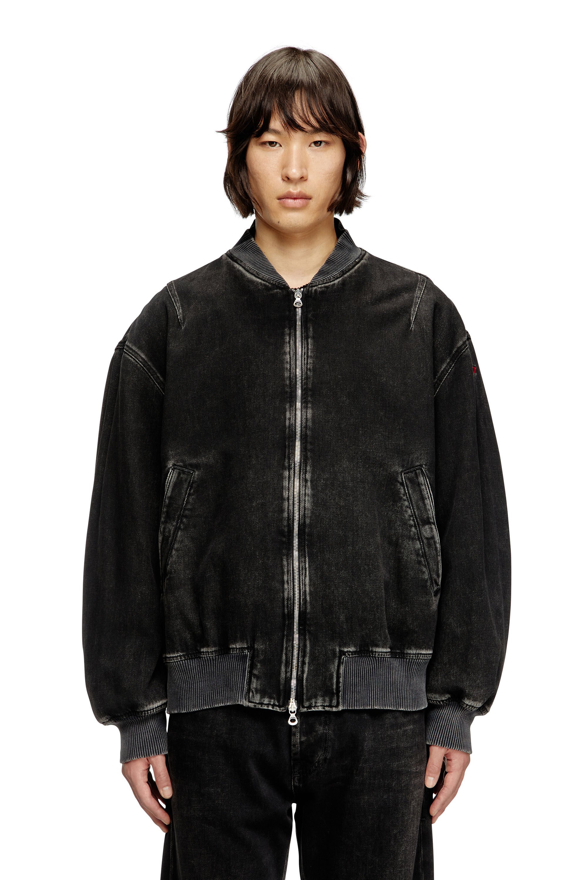 Diesel - D-VINZ, Male's Bomber jacket in clean-wash denim in ブラック - 3