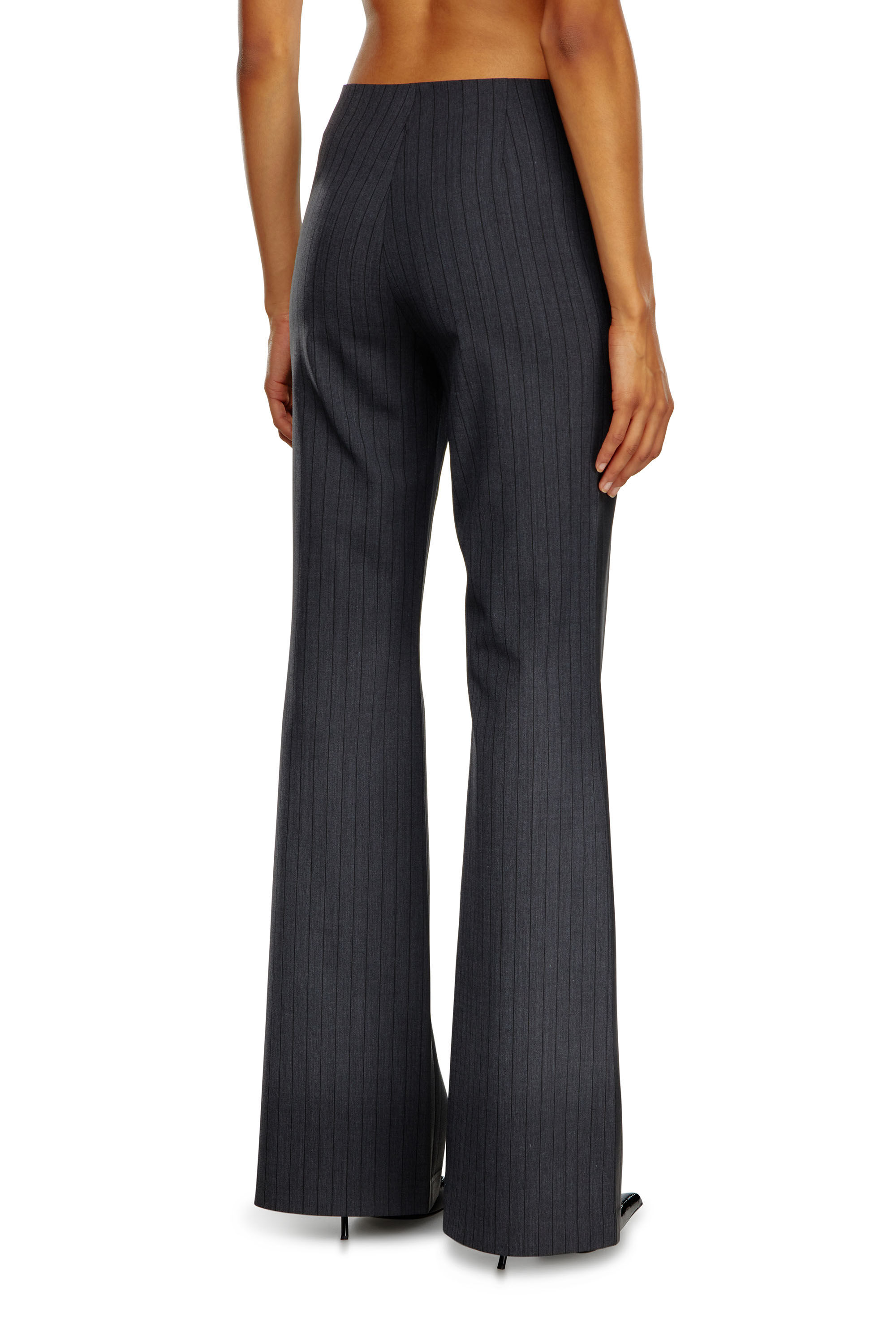 Diesel - P-OLARIS, Female's Pinstripe pants with coated front in ブラック - 4
