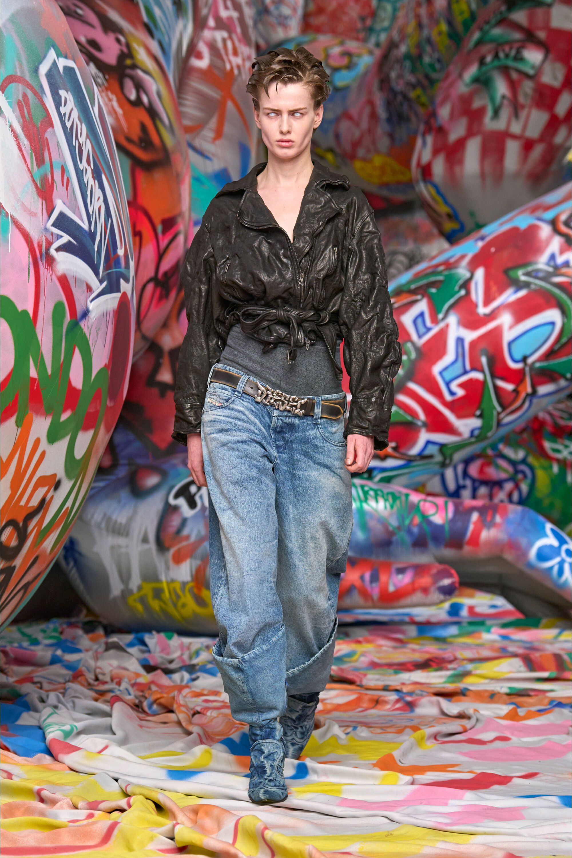 Diesel - Female's Relaxed Jeans D-Eni 09N97, ミディアムブルー - 6