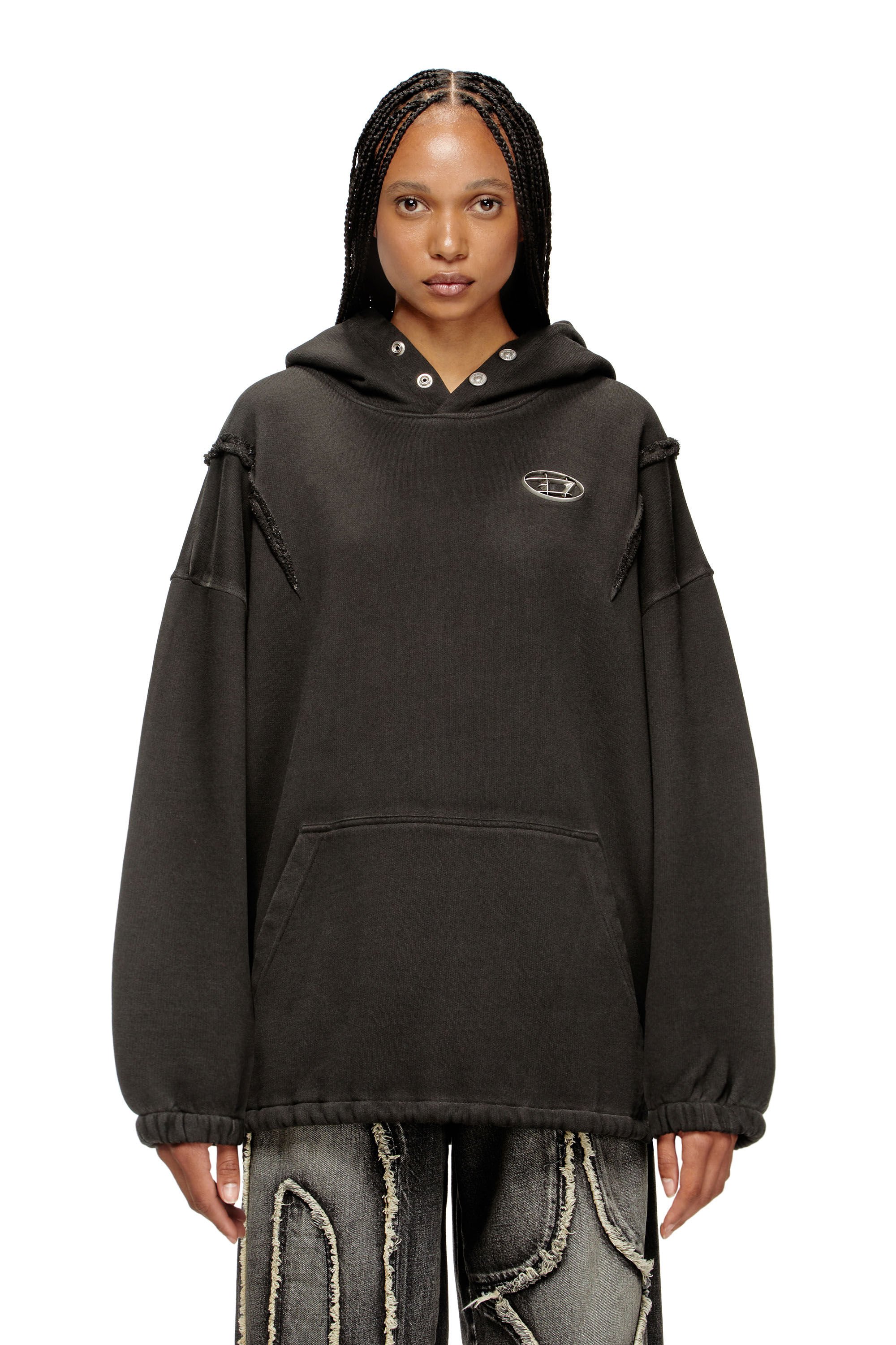 Diesel - S-THUG-HOODIE, Unisex's Hoodie with faded effect in ブラック - 6