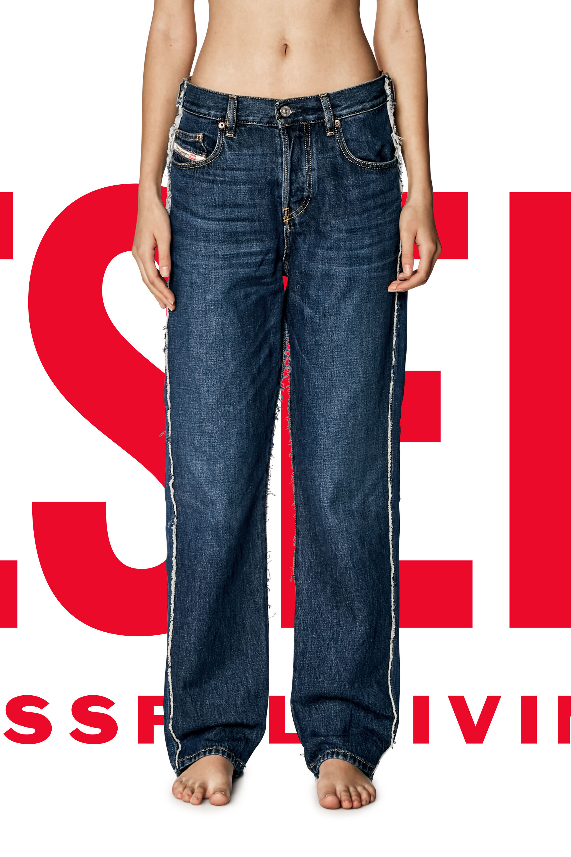 Diesel - Straight Jeans Dieseloves 03 09K47, ミディアムブルー - Image 7