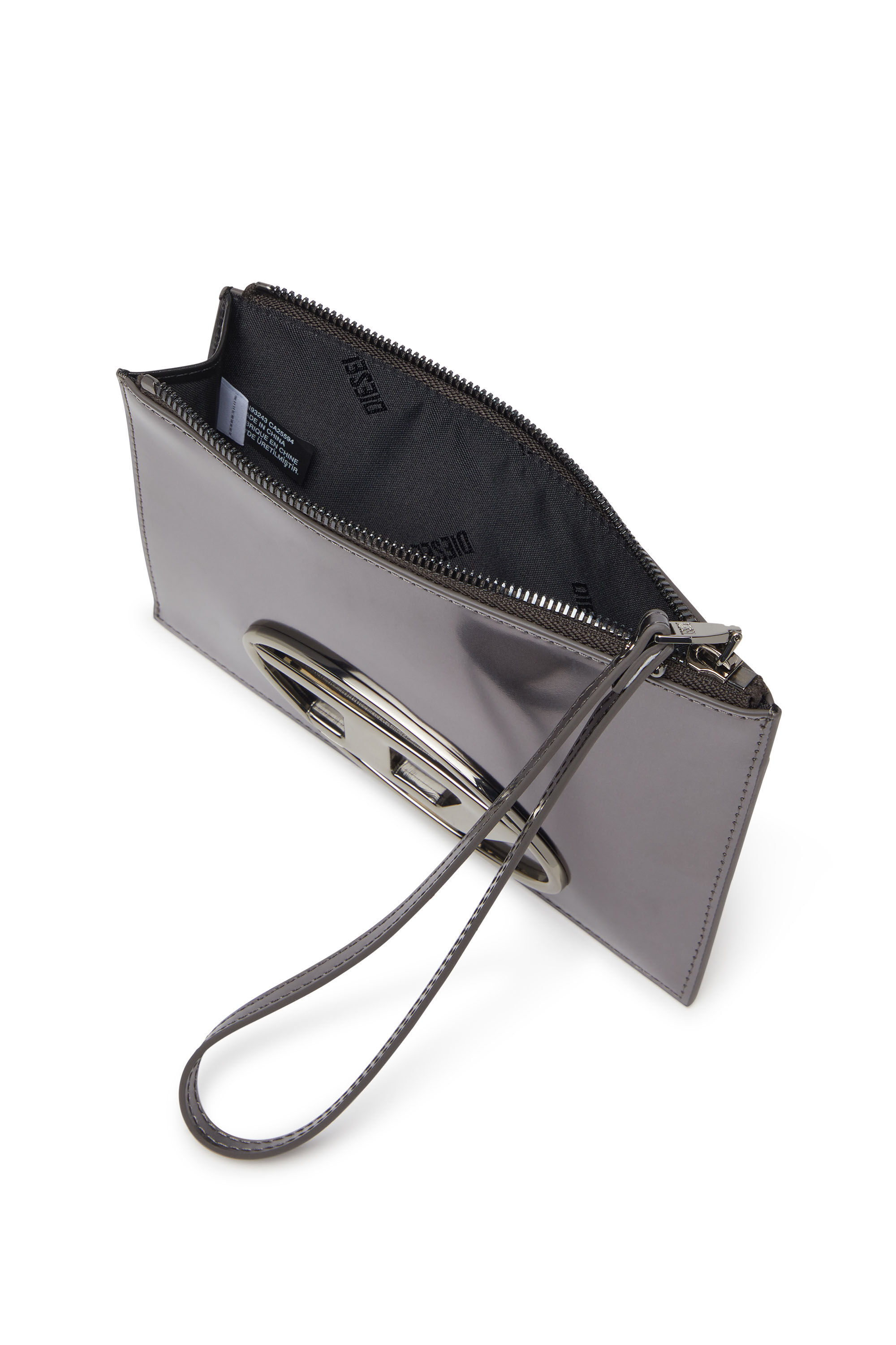 Diesel - 1DR POUCH III, Unisex's Zipped pouch in mirror leather in グレー - 4