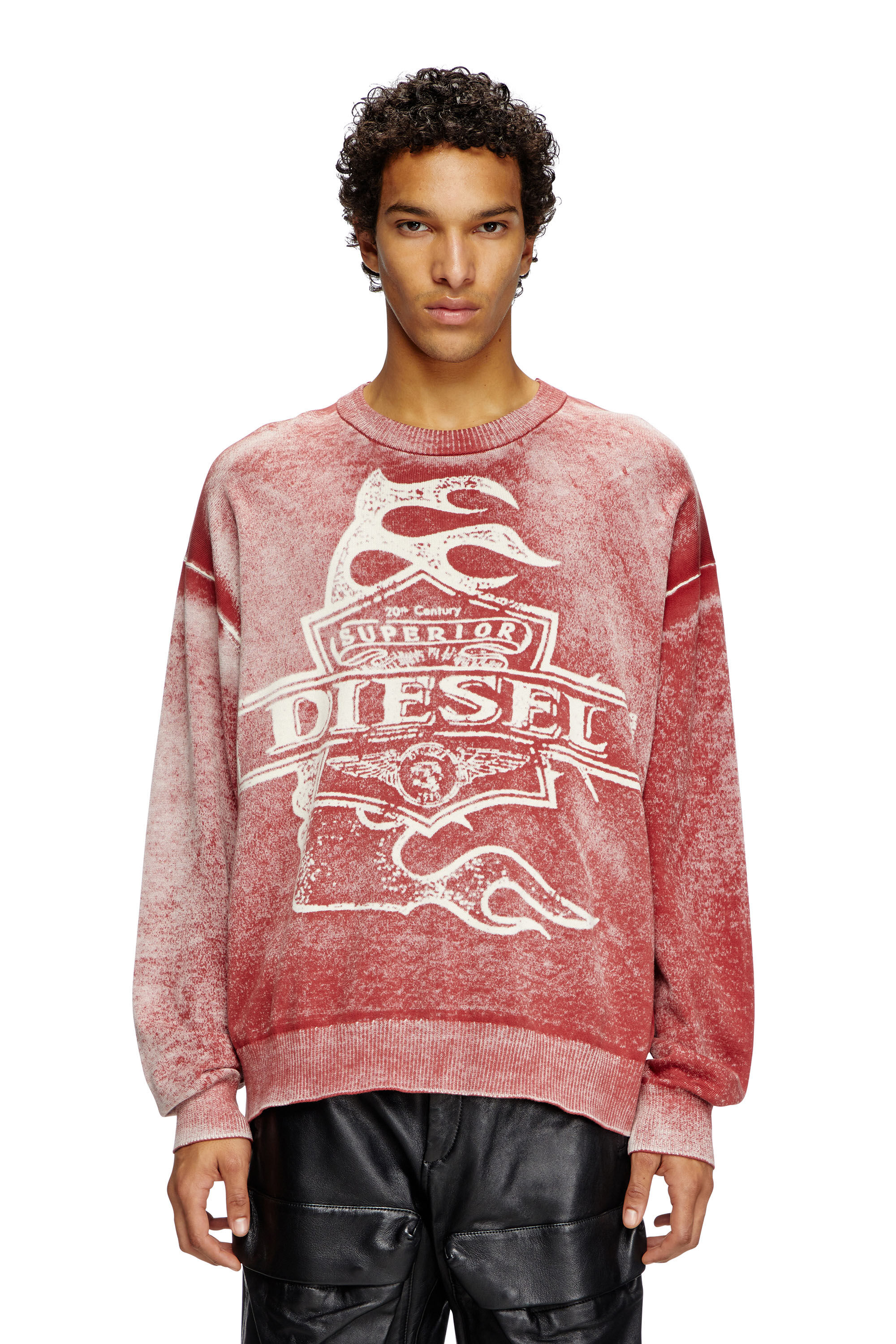 Diesel - K-BELEZ, Male's Reverse-print logo jumper in レッド - 3