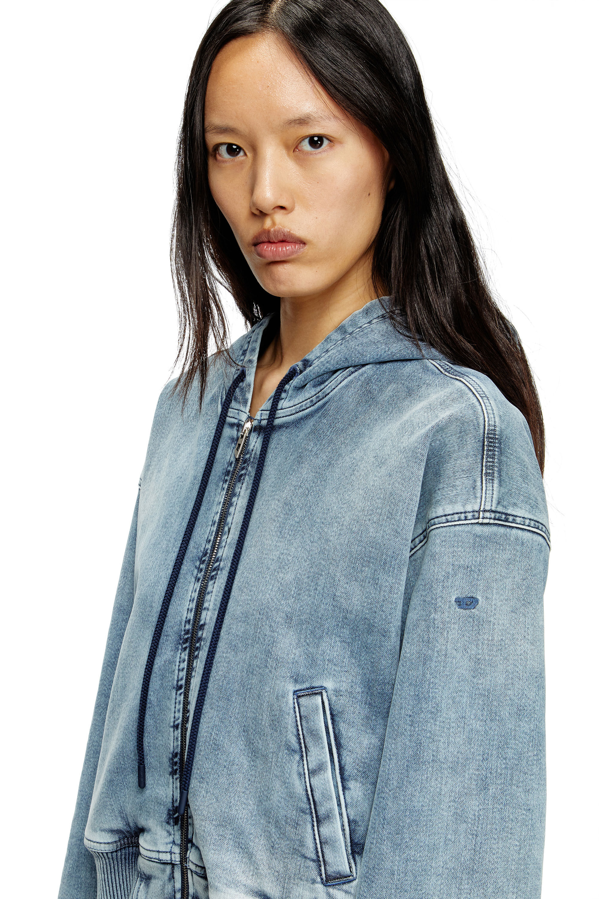 DE-GIRI-CROP JOGG Zipped hoodie in JoggJeans｜ブルー