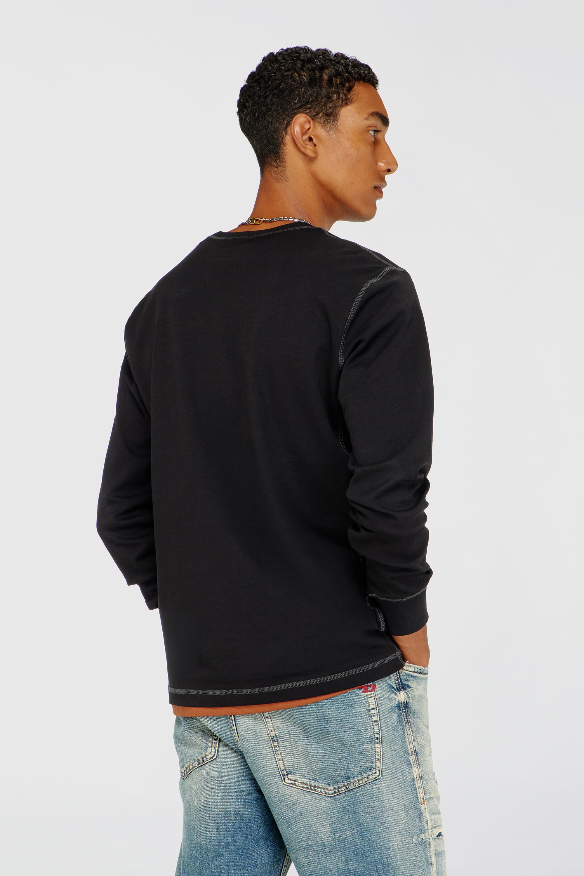 Diesel - T-MADJUST-LS-TR, Male's 長袖Tシャツ in ダークグレー - 4