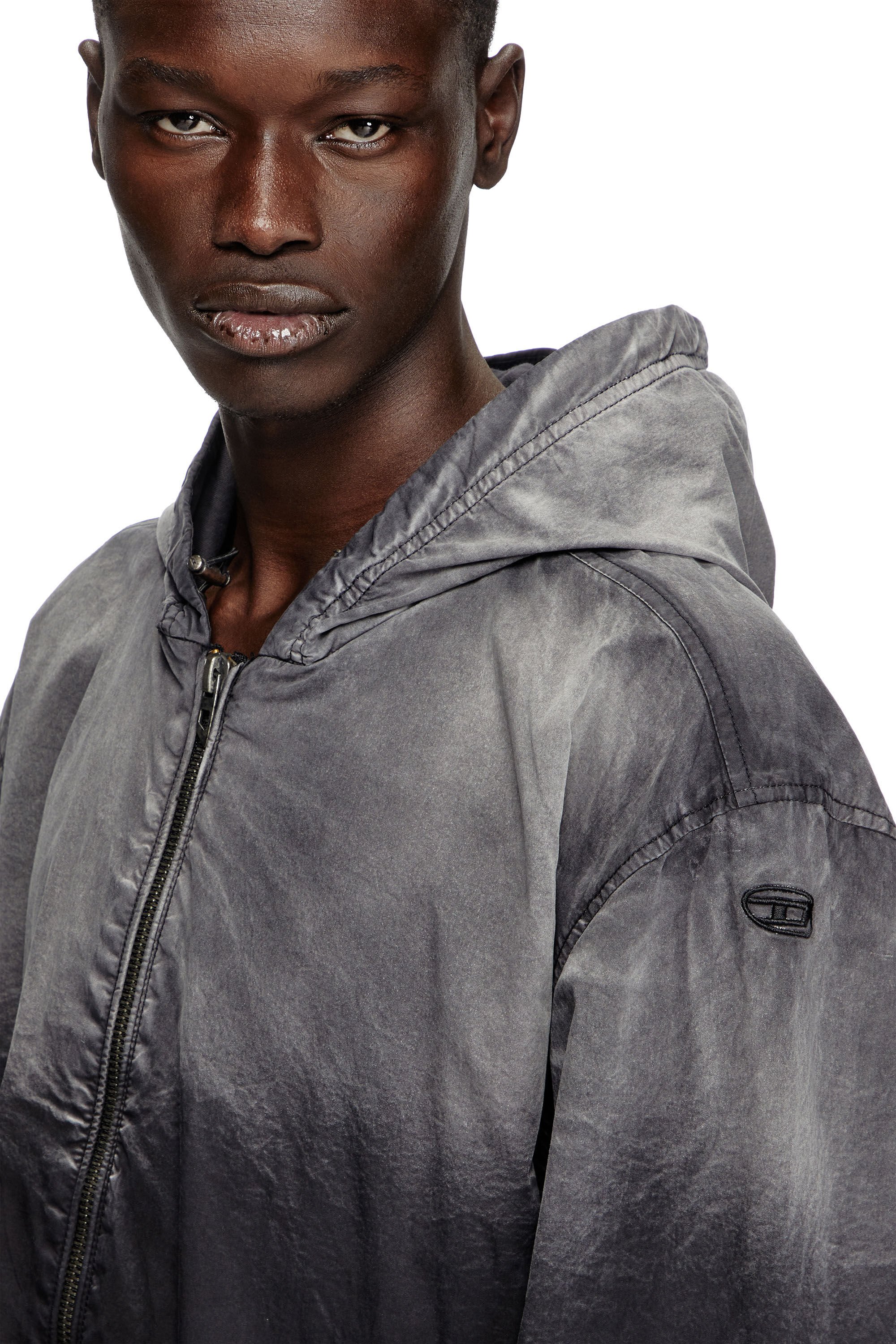 Diesel - J-ADE, Male's Faded hooded Harrington jacket in ブラック - 4