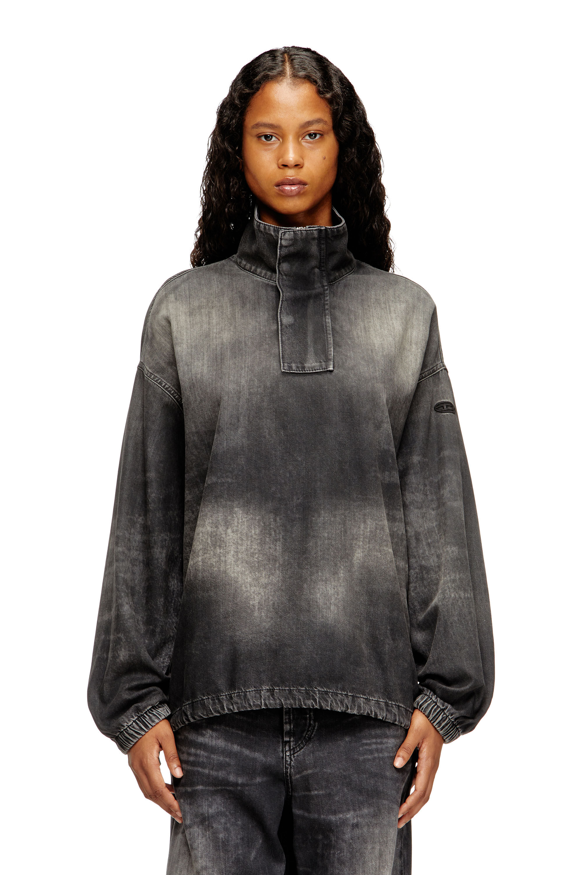 Diesel - D-FLOW-S3, Unisex's Denim top with mock neck in ブラック - 6