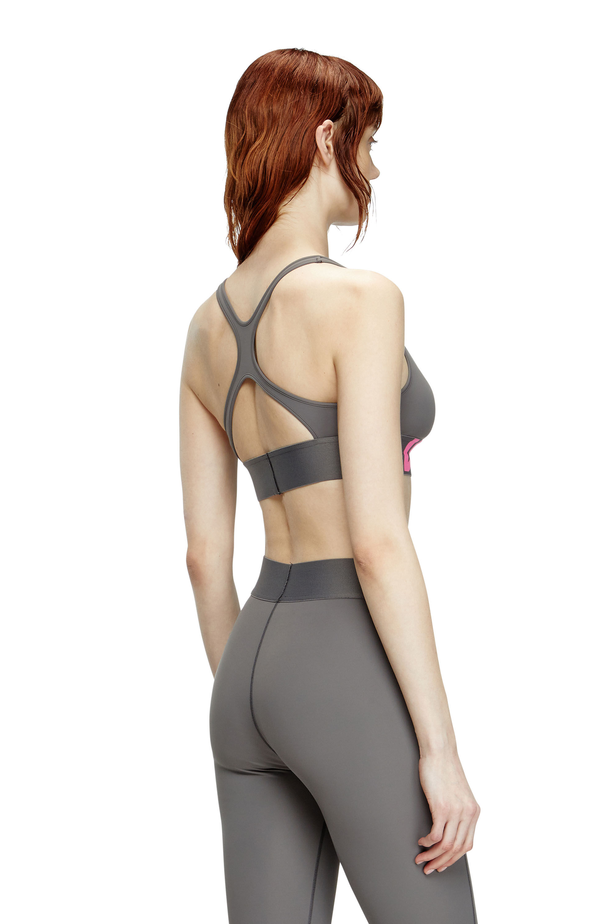 Diesel - ALLISON-D-POP, Female's Microfibre sports bra with cut-off logo in グレー - 4
