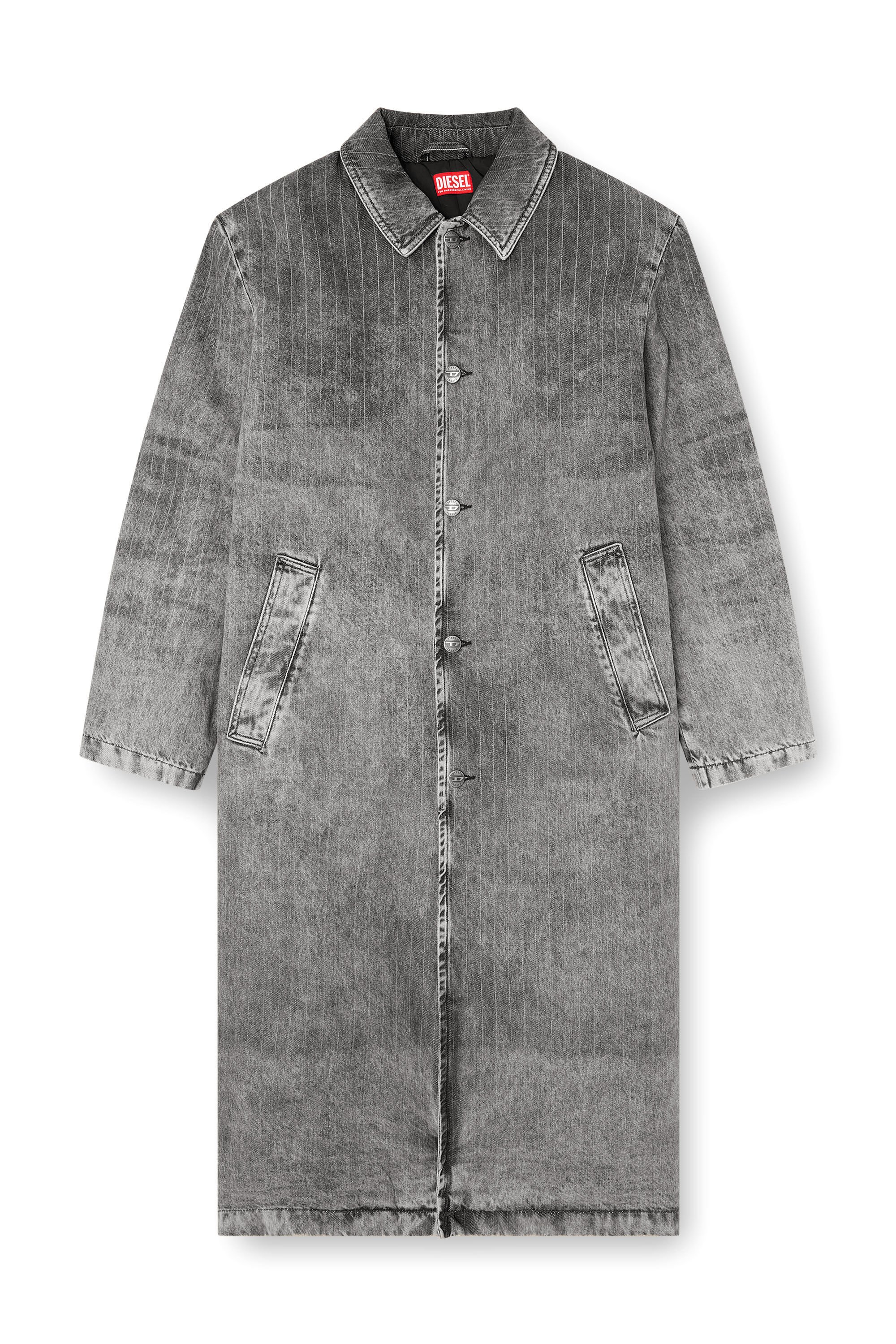 Diesel - D-JACK-S1, Male's Coat in tailoring pinstripe denim in ダークグレー - 2