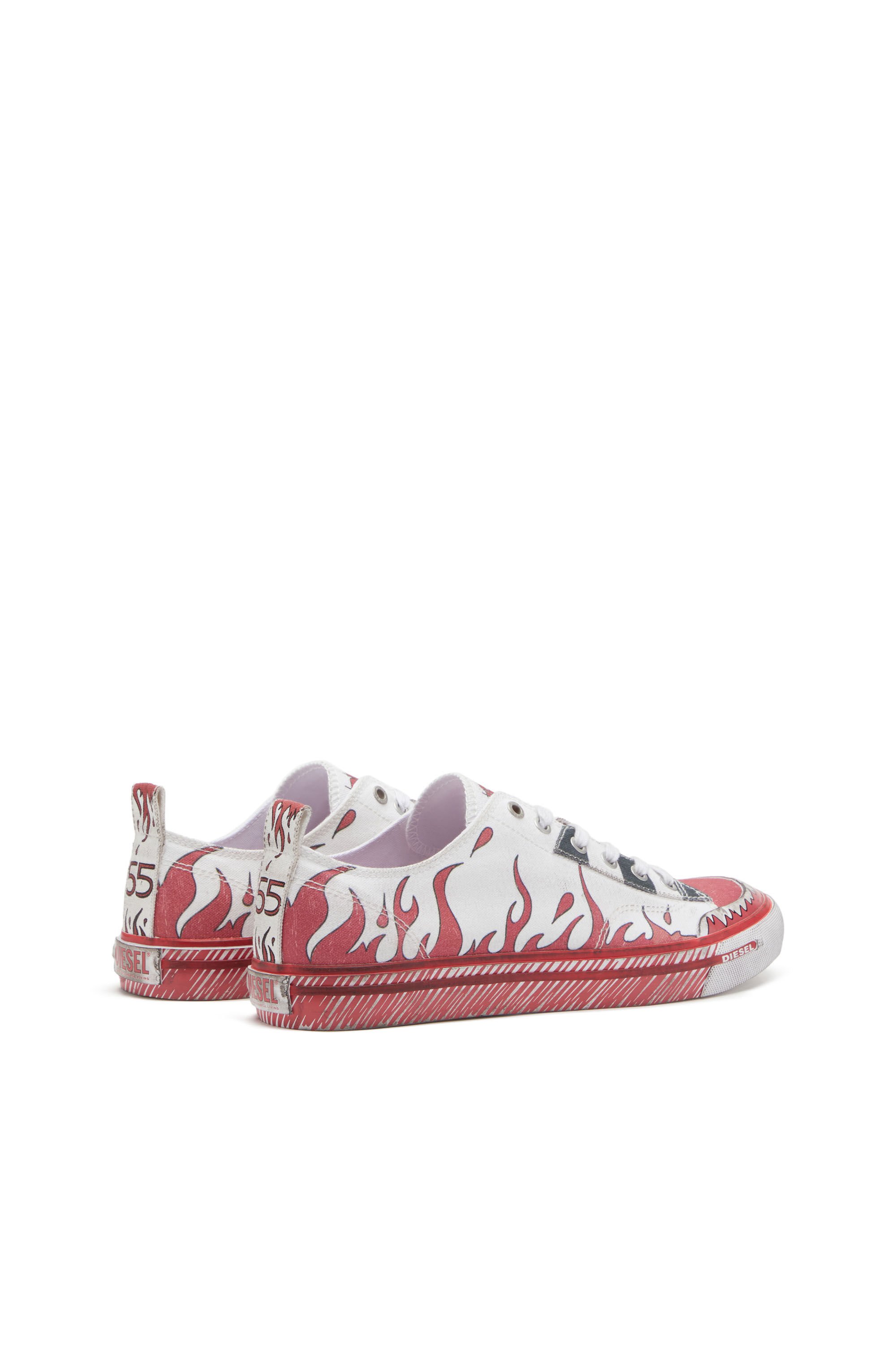 Diesel - S-ATHOS LOW, Male's プリントキャンバス ローカットスニーカー - S-Athos Low in ホワイト/レッド/ブルー - 3