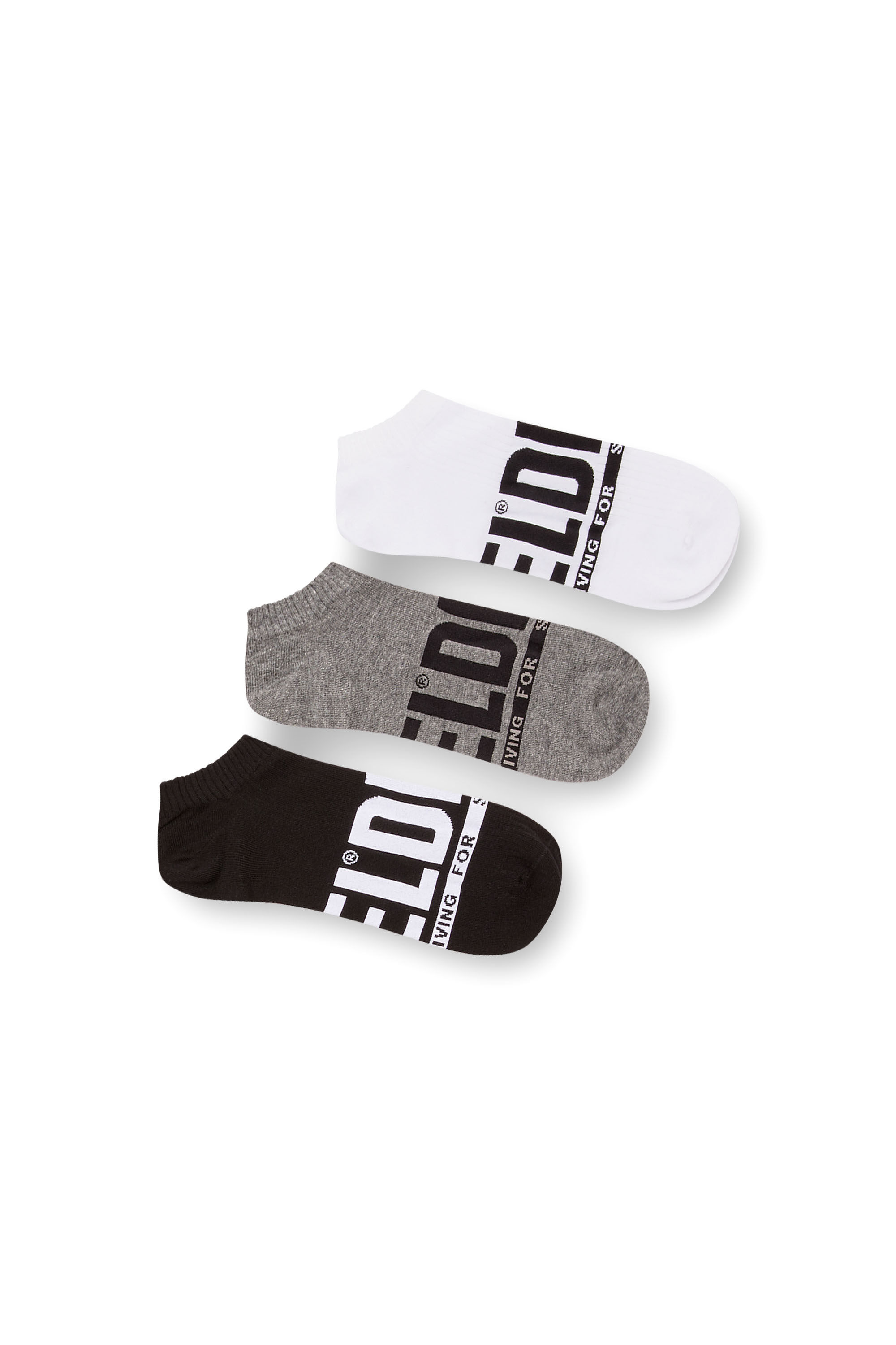Diesel - SKM-GOST-THREEPACK, Male's 3-pack low-cut logo socks in ホワイト/グレー - 1