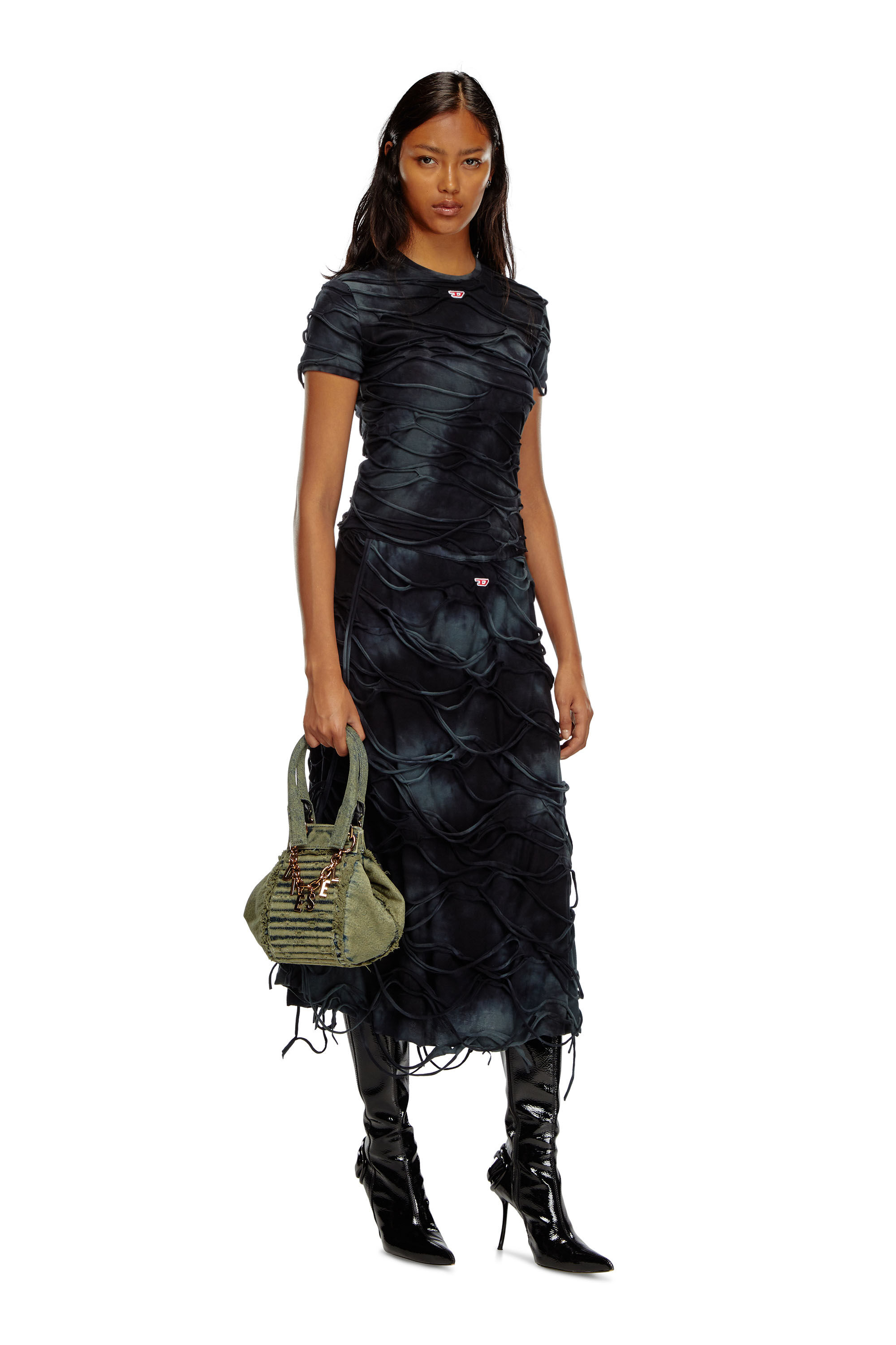 D-VINA-XS D-Vina-Xs-Handbag in distressed denim｜グリーン｜ウィメンズ｜DIESEL