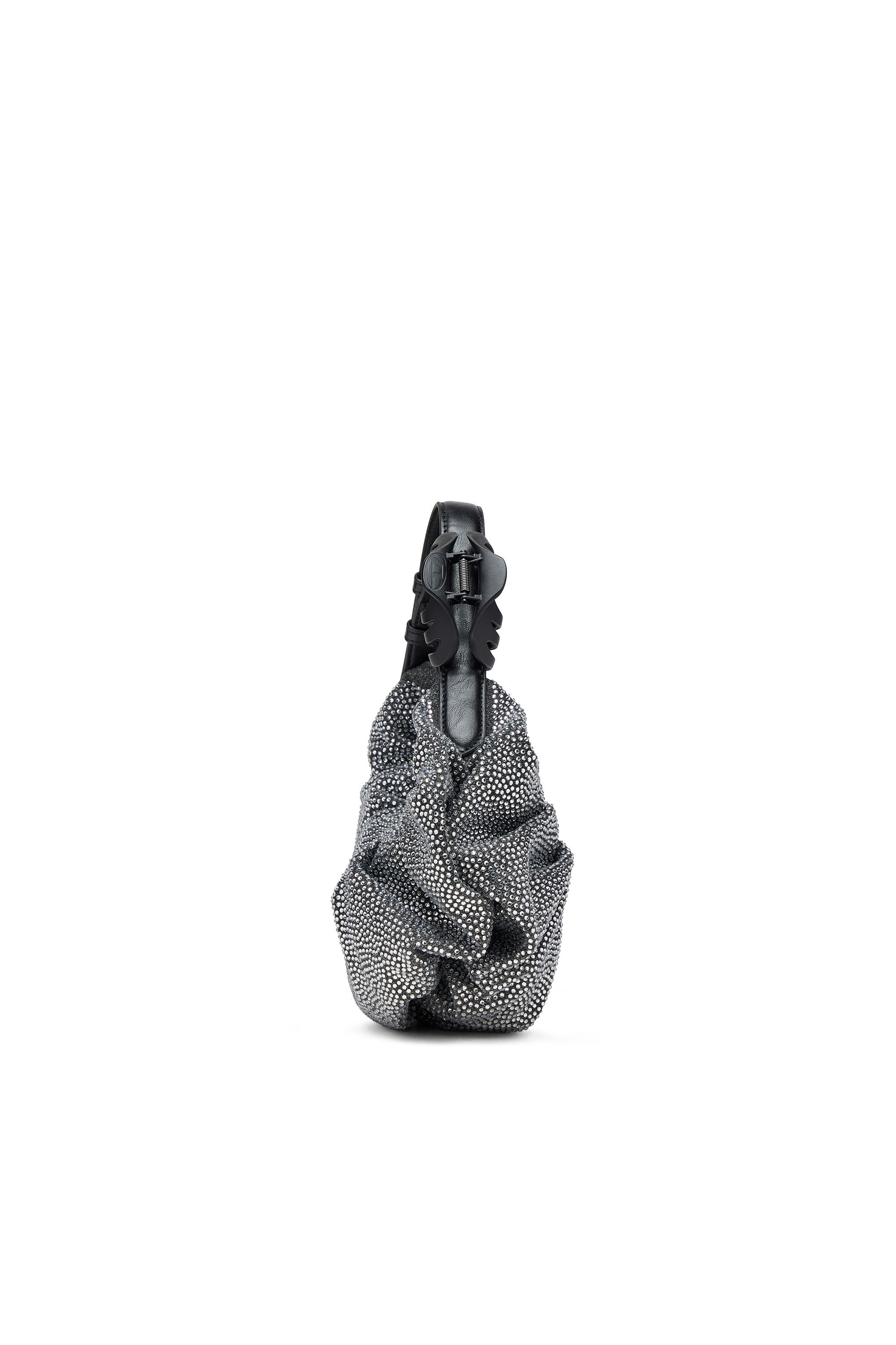 Diesel - GRAB-D HOBO S, Female's Grab-D S-Small scrunched hobo bag in crystal denim in ブラック - 4