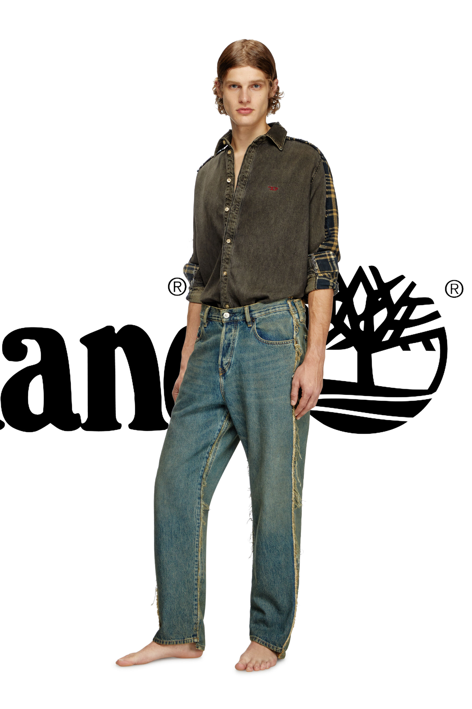 Shirt Dieseloves 5A Overdyed denim and check and shirt｜マルチ 