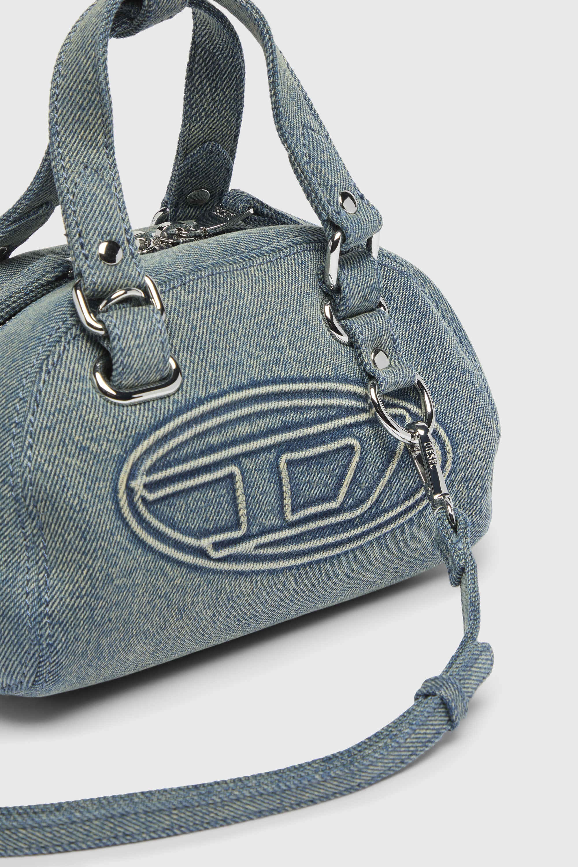 Diesel - 1DR DOME SOFT CROSSBODY, Unisex's 1DR Dome-Small bowling bag in denim with Oval D logo in ライトブルー - 5