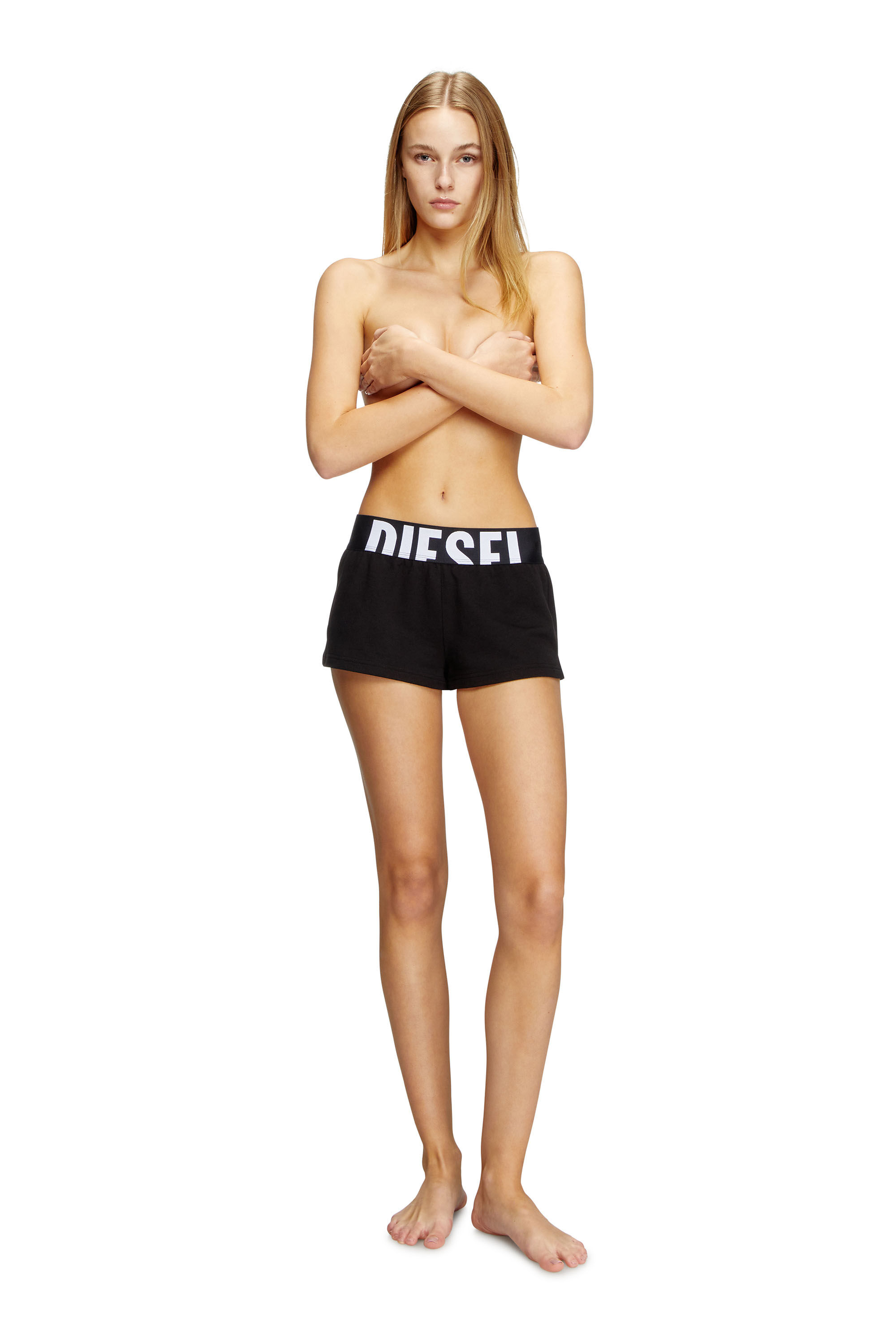 Diesel - ARIANNA-D-POP, Female's Terry cotton shorts with cut-off logo in ブラック - 2