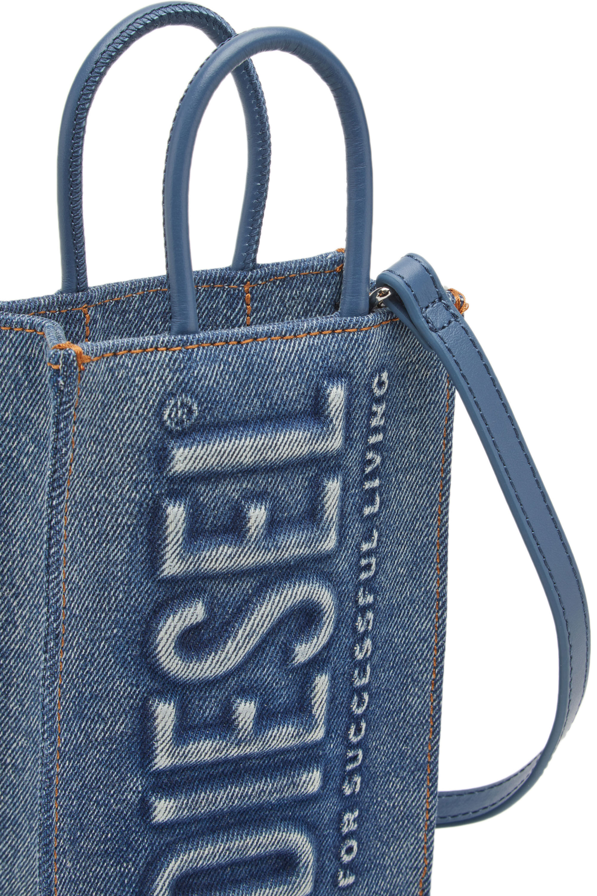 Diesel - DSL SHOPPER 3D MINI X, Unisex's ユニセックス デニム ショッパーバッグ MINI - Dsl Shopper 3D Mini X in ブルー - 5