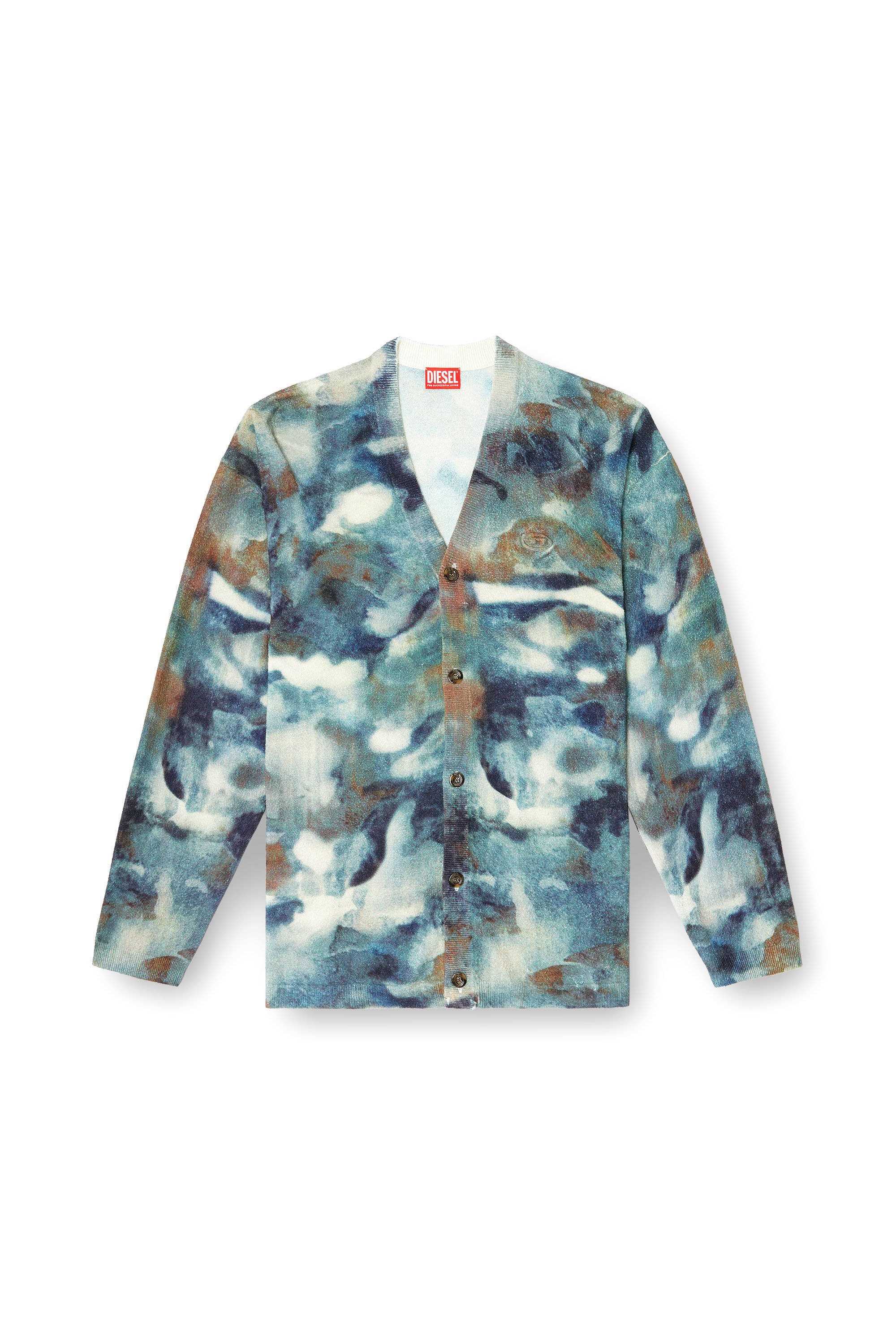 Diesel - M-ILLUM-CARDIGAN, Unisex's Sponge-yarn cardigan with abstract print in ブルー - 2