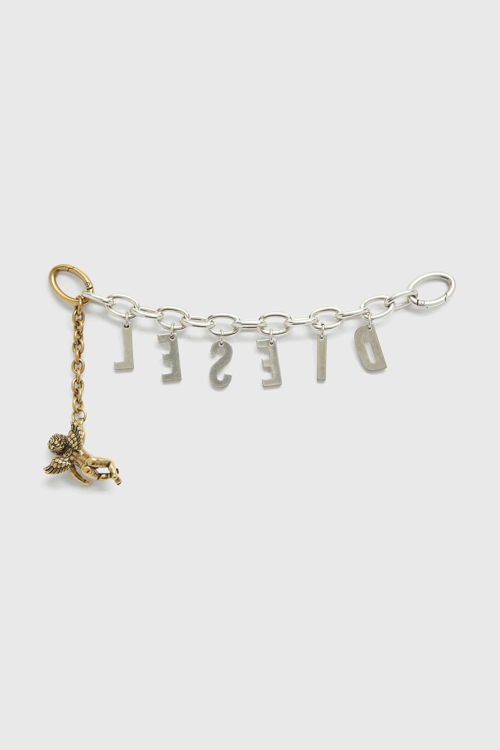 Diesel - CHAIN-D III S, Female's Metal letter charm with cherub in シルバー - 2